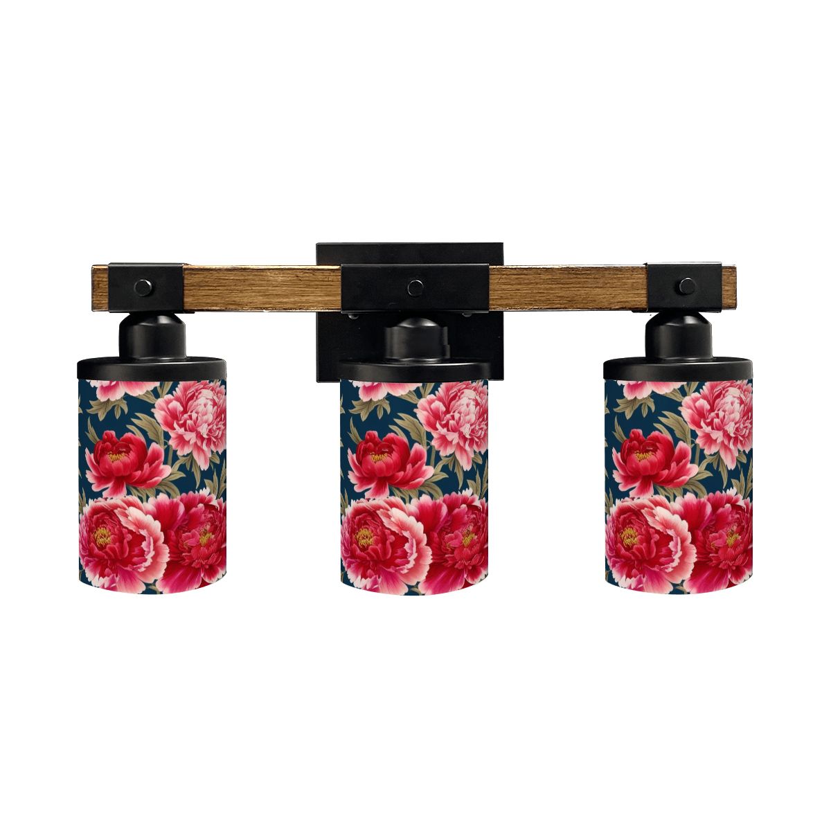 Chinoserie Blue Rose Floral Asian Inspired Vanity Light Fixture - Mid Century Modern Gal