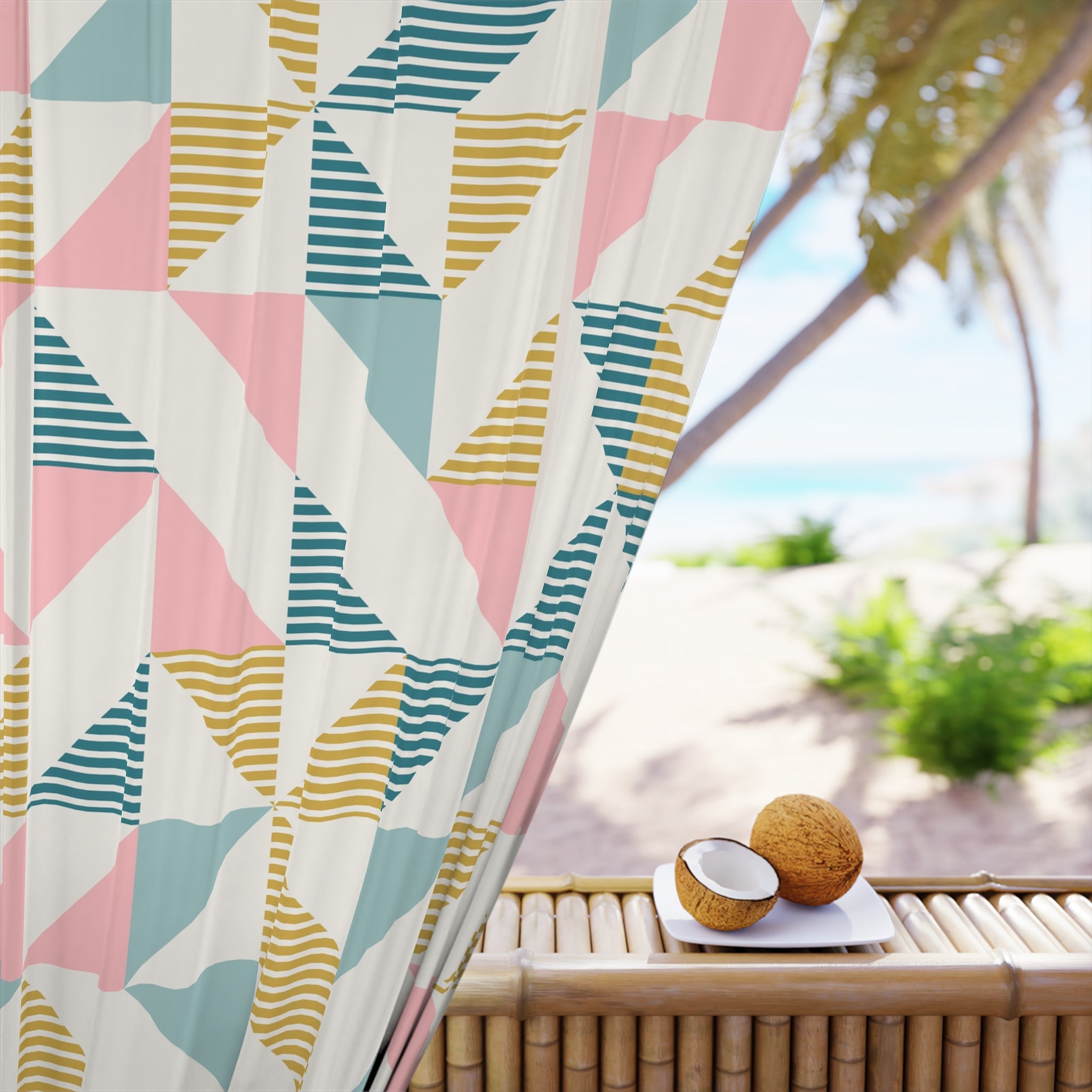 Mid Century Modern Geometric Window Curtain – Stylish Home Decor Piece - Mid Century Modern Gal