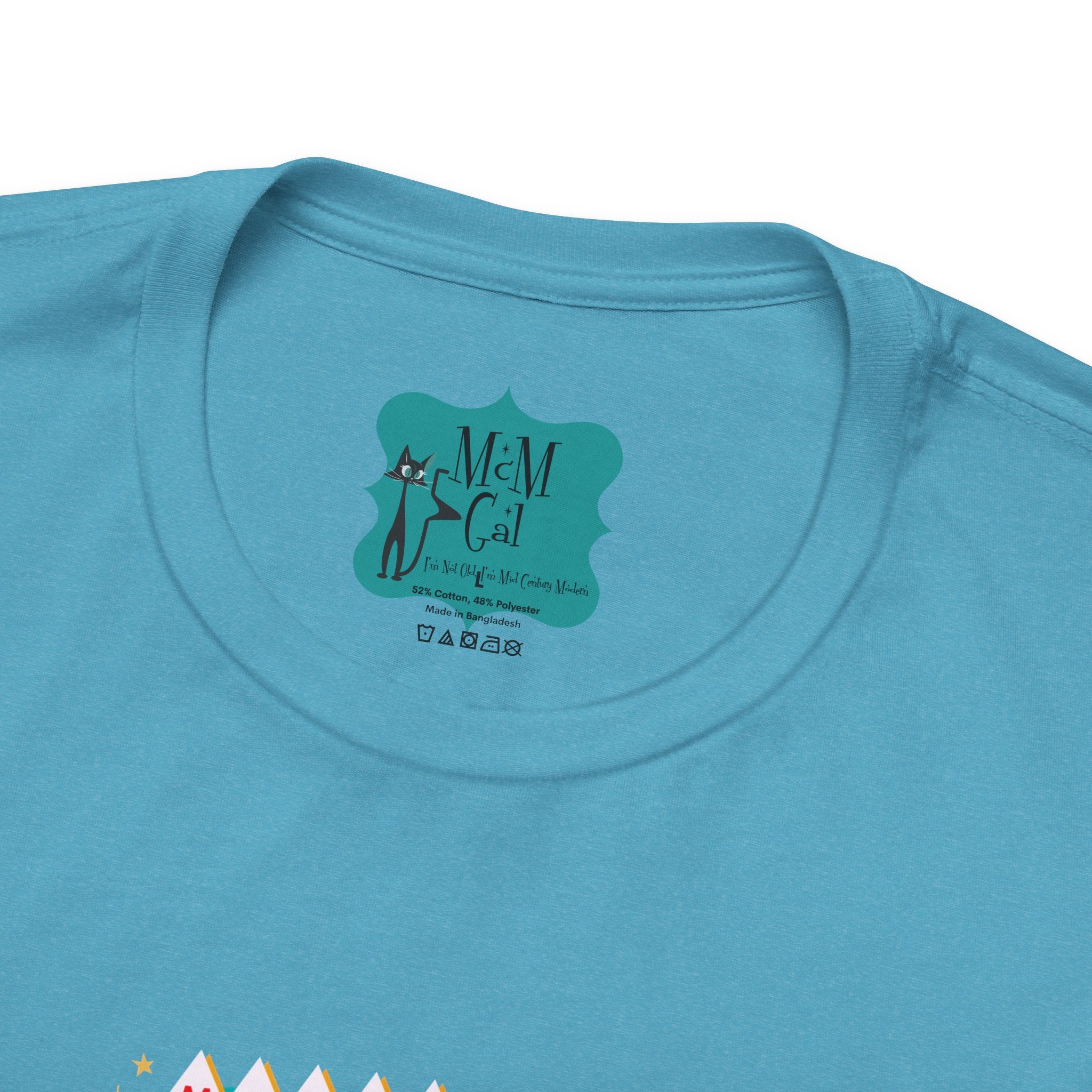 Festive Kitch Mid Mod Christmas Couple Tee - Unisex Short Sleeve Jersey Shirt - Mid Century Modern Gal