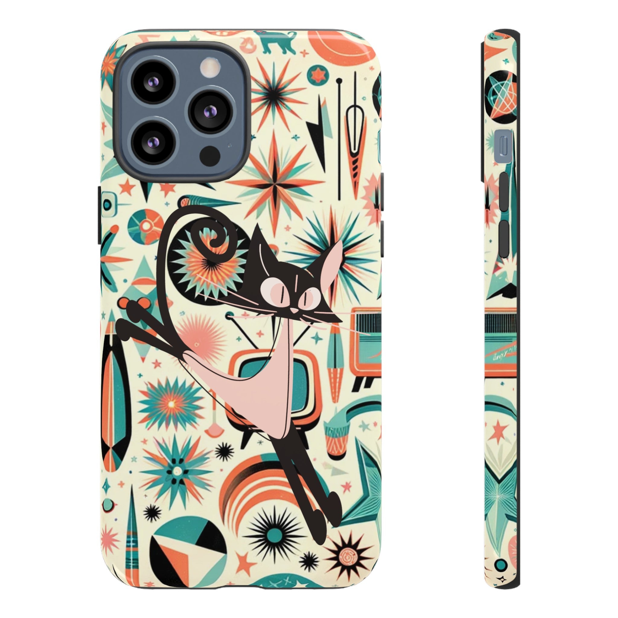 Atomic Kitty Boomerang Space Kitty Mid Century Modern Samsung, Smart Phone, Tough Cases - Mid Century Modern Gal