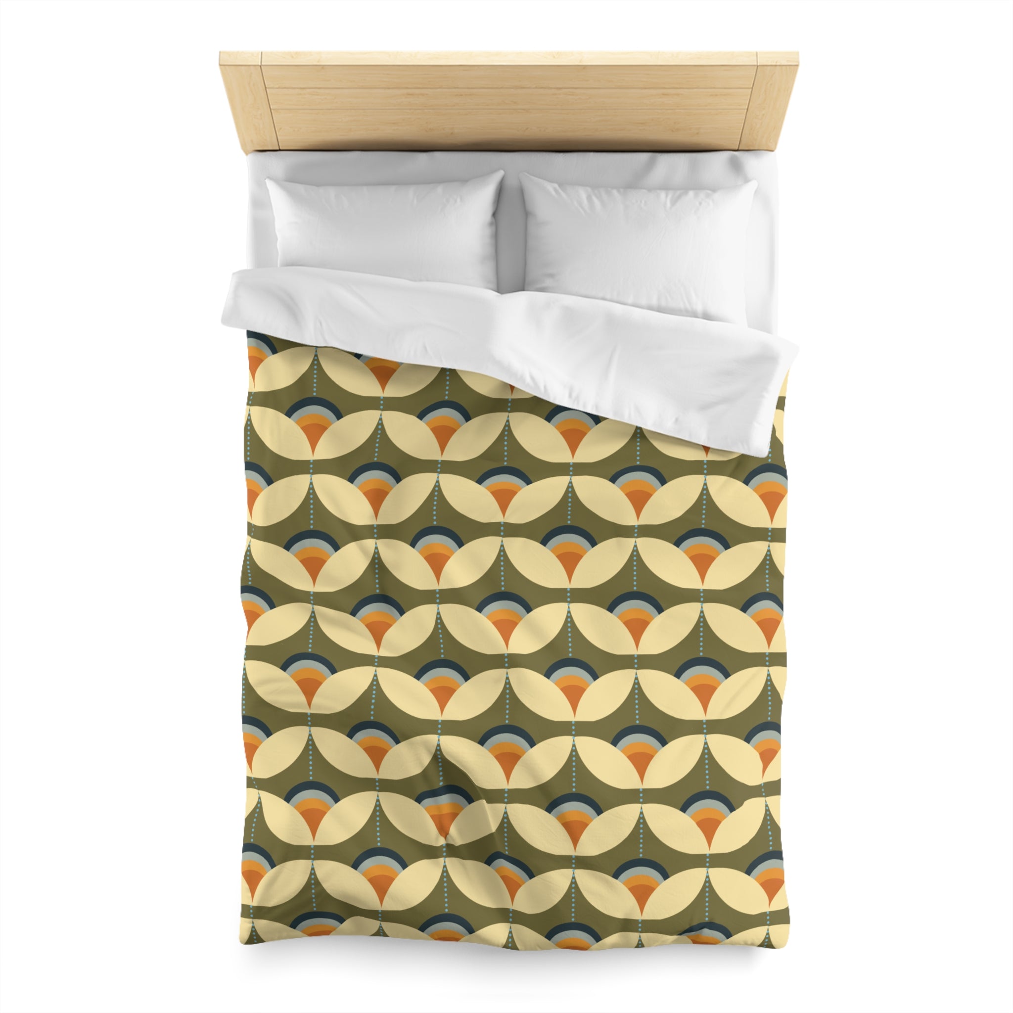 Scandinavian Modern Danish, Green, Beige Orange, Blue, Mid Century Modern Designed Duvet Cover - Mid Century Modern Gal