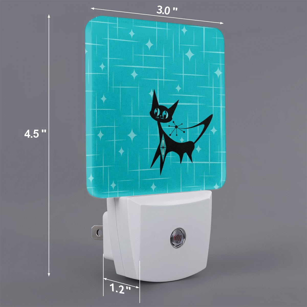 Mid Century Modern Teal Blue Atomic Cat Night Light - Mid Century Modern Gal