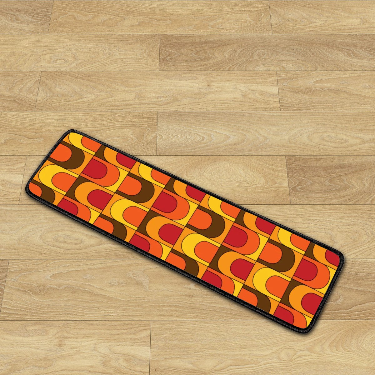 70s Groovy Wave Retro Mid Century Modern Orange, Brown Red, Yellow MCM Non Slip Carpet for Stairs Treads - Mid Century Modern Gal