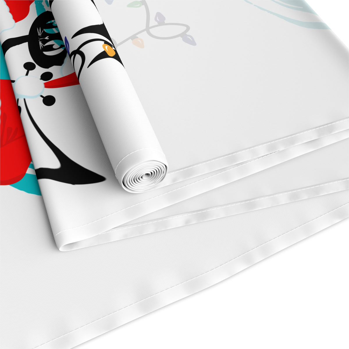 Atomic Cat Retro Christmas Mid Century Modern White MCM Designs Table Runner - Mid Century Modern Gal
