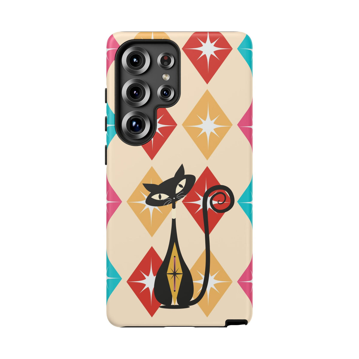 Mid Century Modern Atomic Cat, Atomic 50s Diamonds Retro Phone Tough Cases