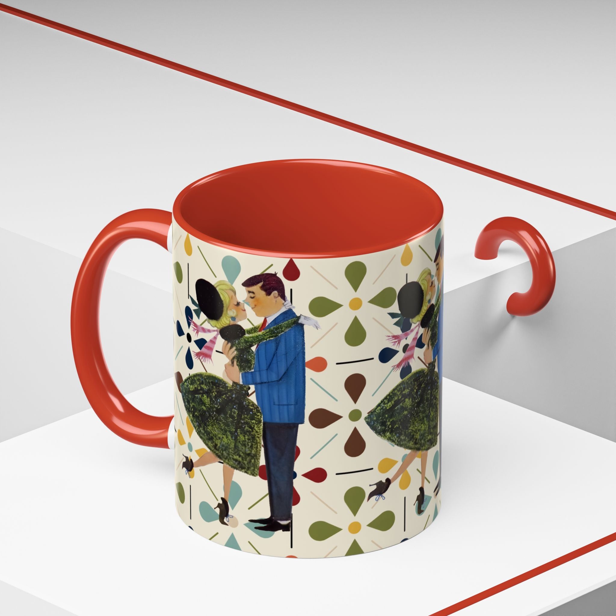 Mid Century Modern 50s Christmas Scandi Flower Kitschy Mug - Mid Century Modern Gal