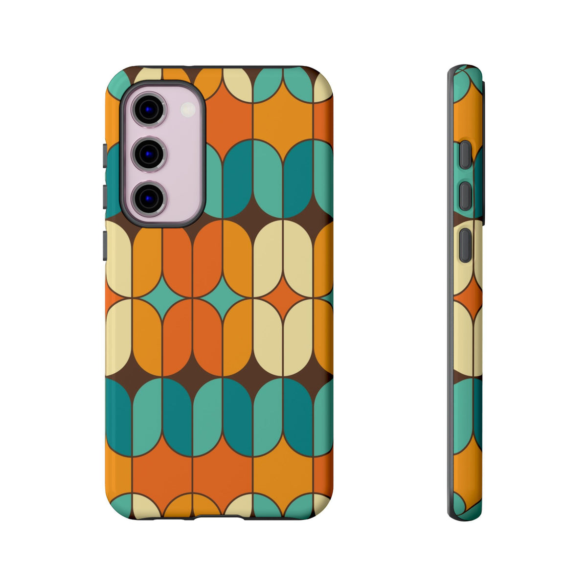 Mid Century Modern Orange, Teal Geometric Mod Designed Tough Phone Case