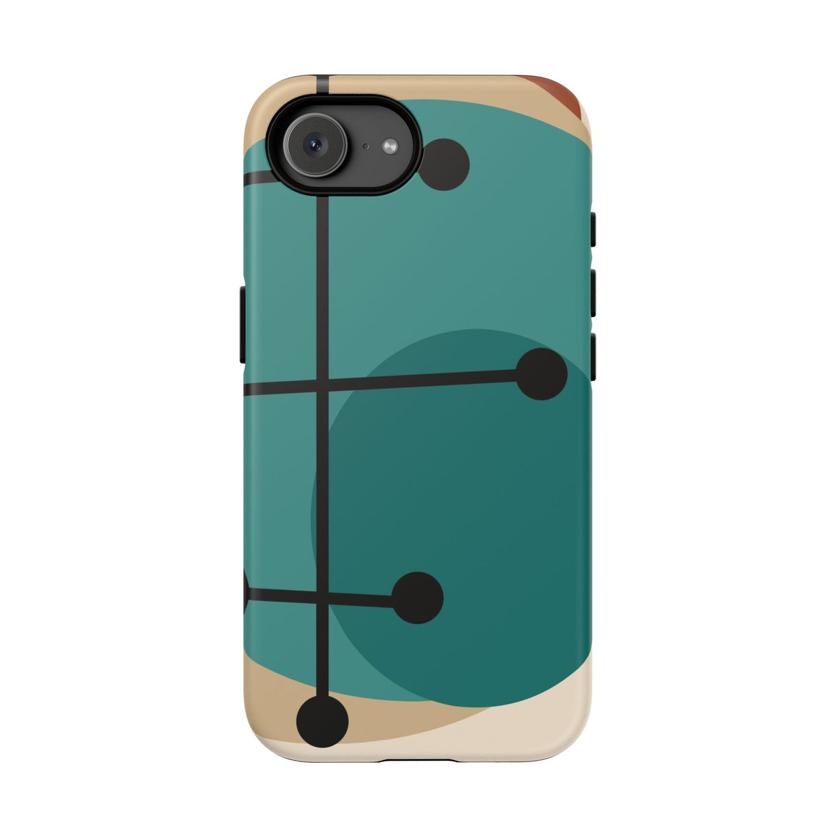 Mid Century Mod, Geometric, Retro Beige Teal Blue, Smart Phones Tough Phone Cases