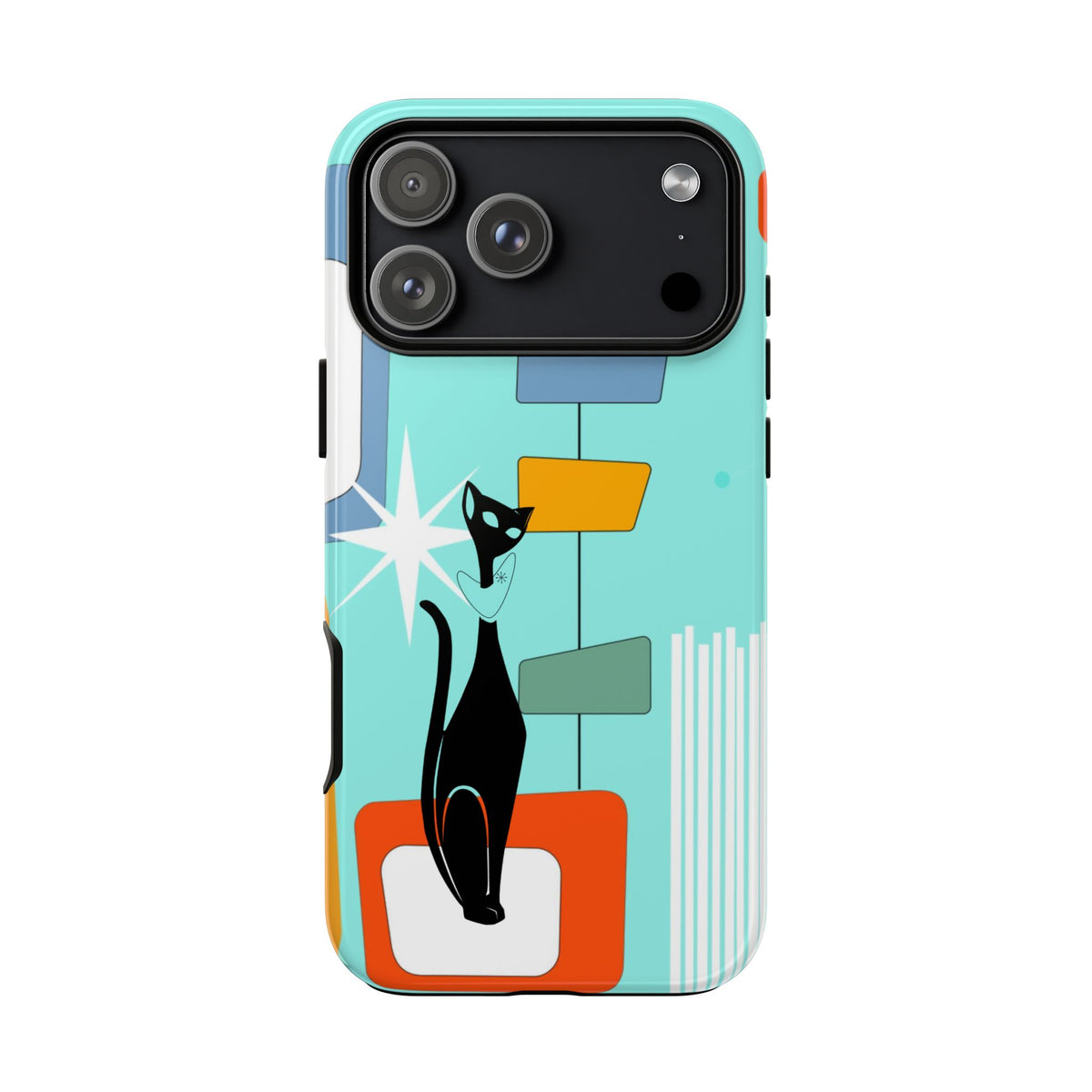 Atomic Cat, Mid Mod Aqua Blue, Geometric, Samsung, Google Pixel, Apple iPhone Tough Cases