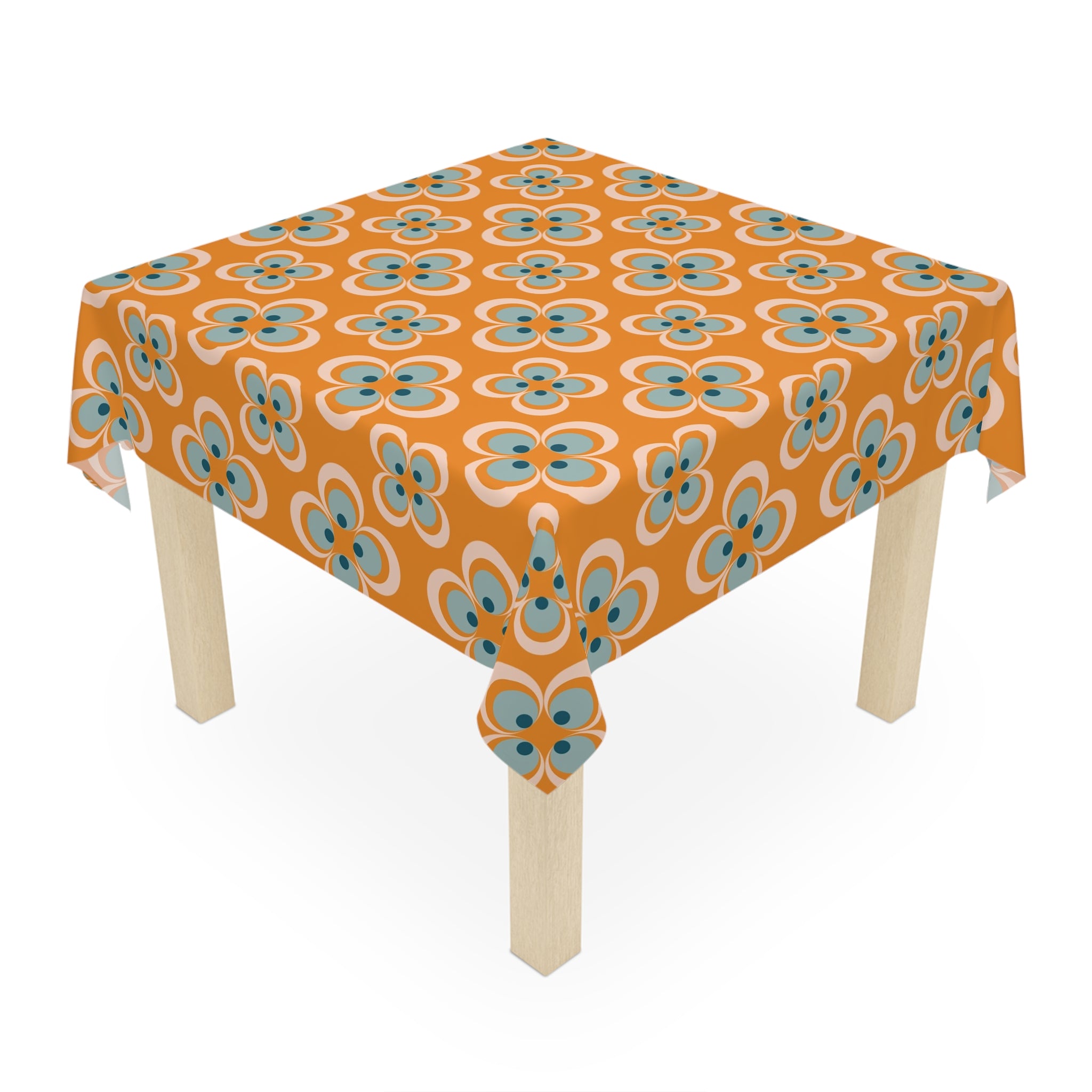Mid Century Modern Scandinavian Designed Orange, Blue Mod Retro Tablecloth - Mid Century Modern Gal
