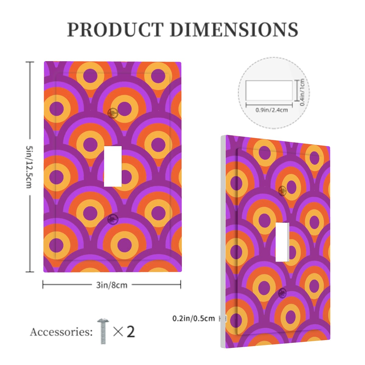 Modern Groovy Retro Orange, Purple Modern Switch Cover 1-Gang 1 Toggle - Mid Century Modern Gal