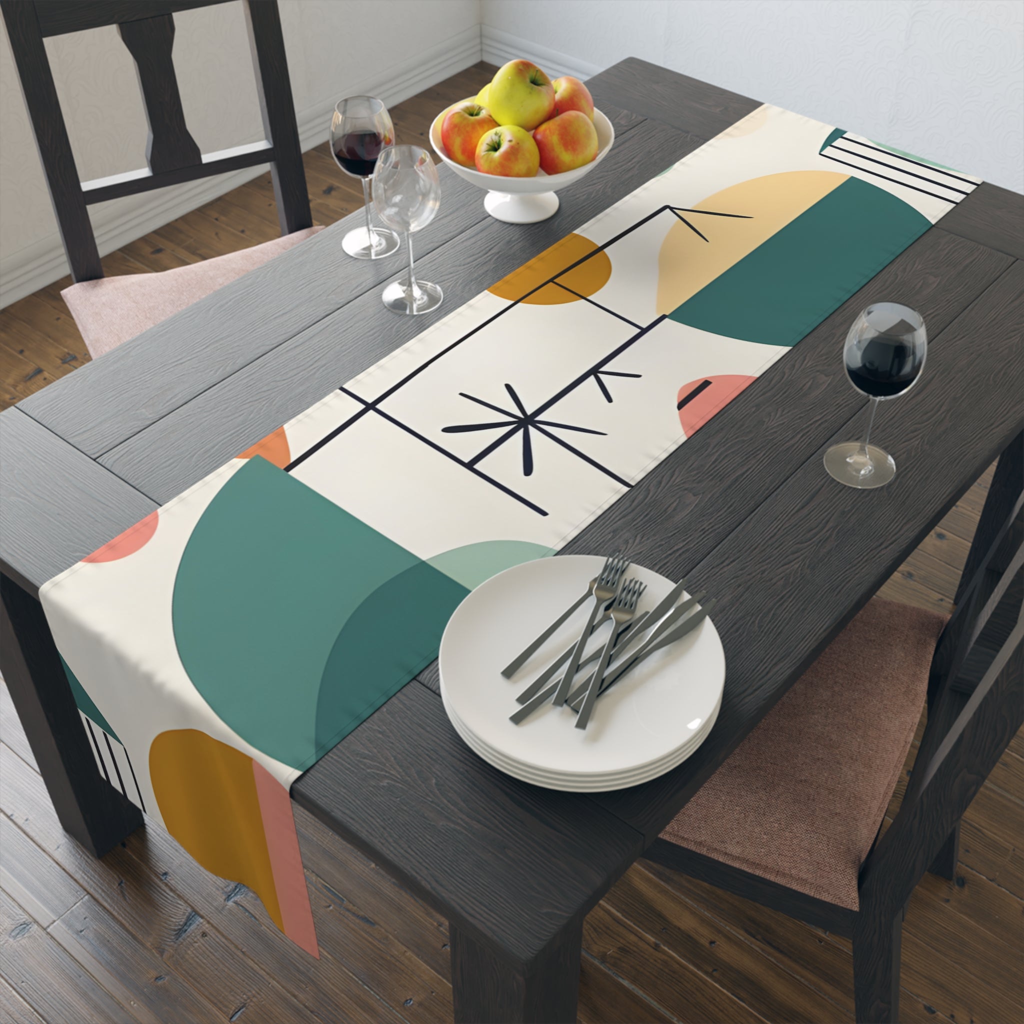 Mid Century Modern Scandinavian Designed Geometric Mod Boho Style Table Runner - Mid Century Modern Gal