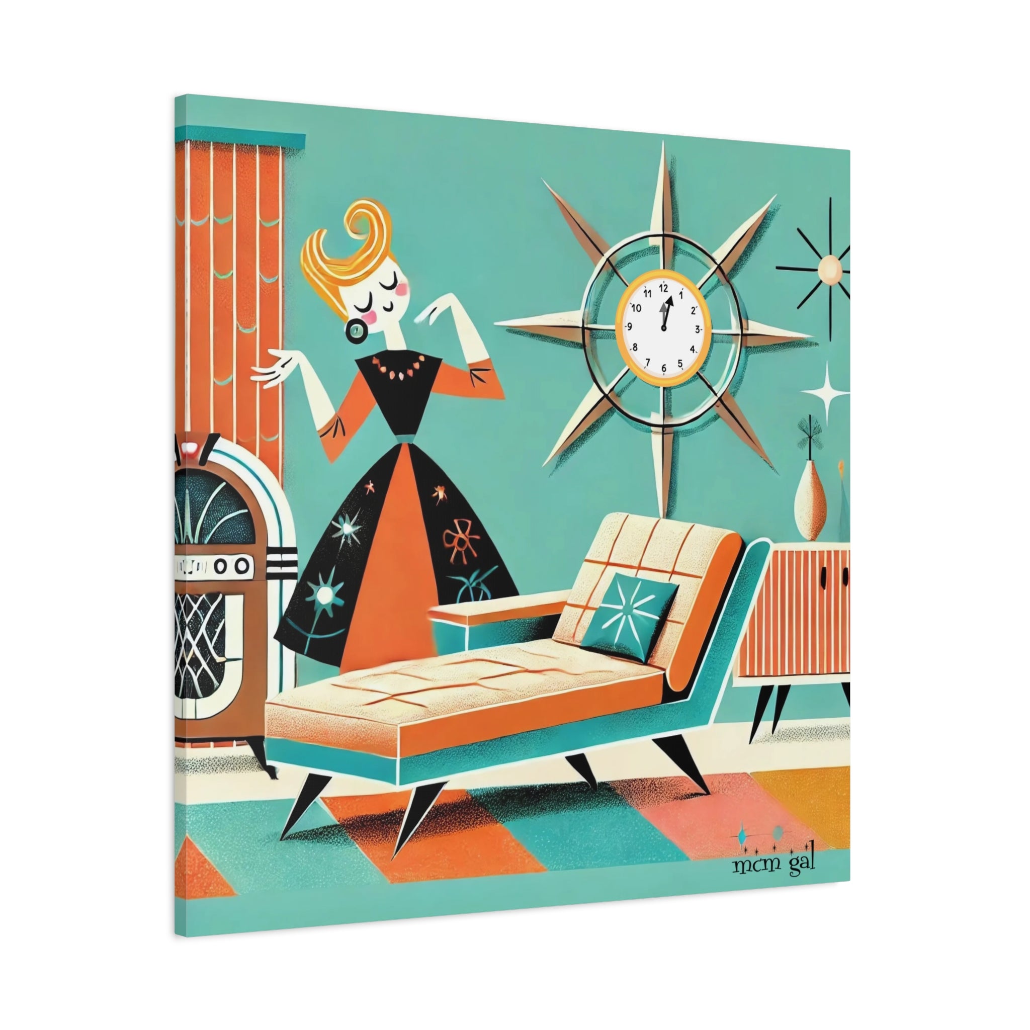 Mid Century Modern Wall Art, Quirky Mod Gal Retro Mid-Century Wall Art - Mid Century Modern Gal