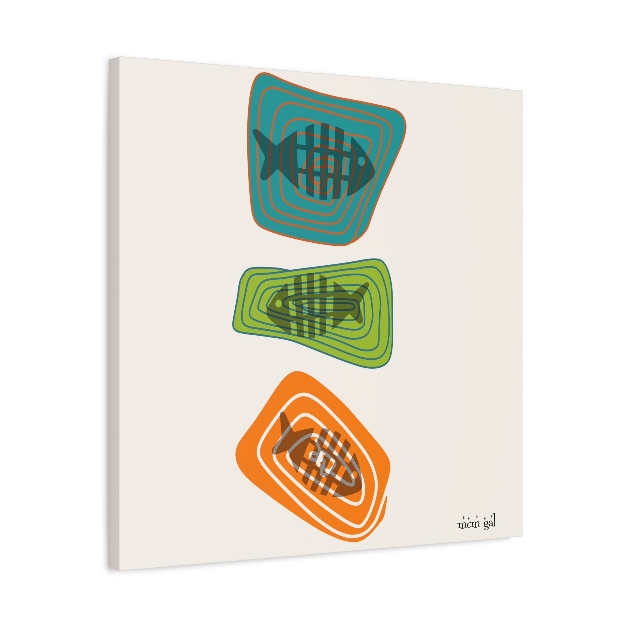 Mid Century Modern Fish Art, Colorful Abstract Fish Wall Art Canvas - Modern Home Decor - Mid Century Modern Gal