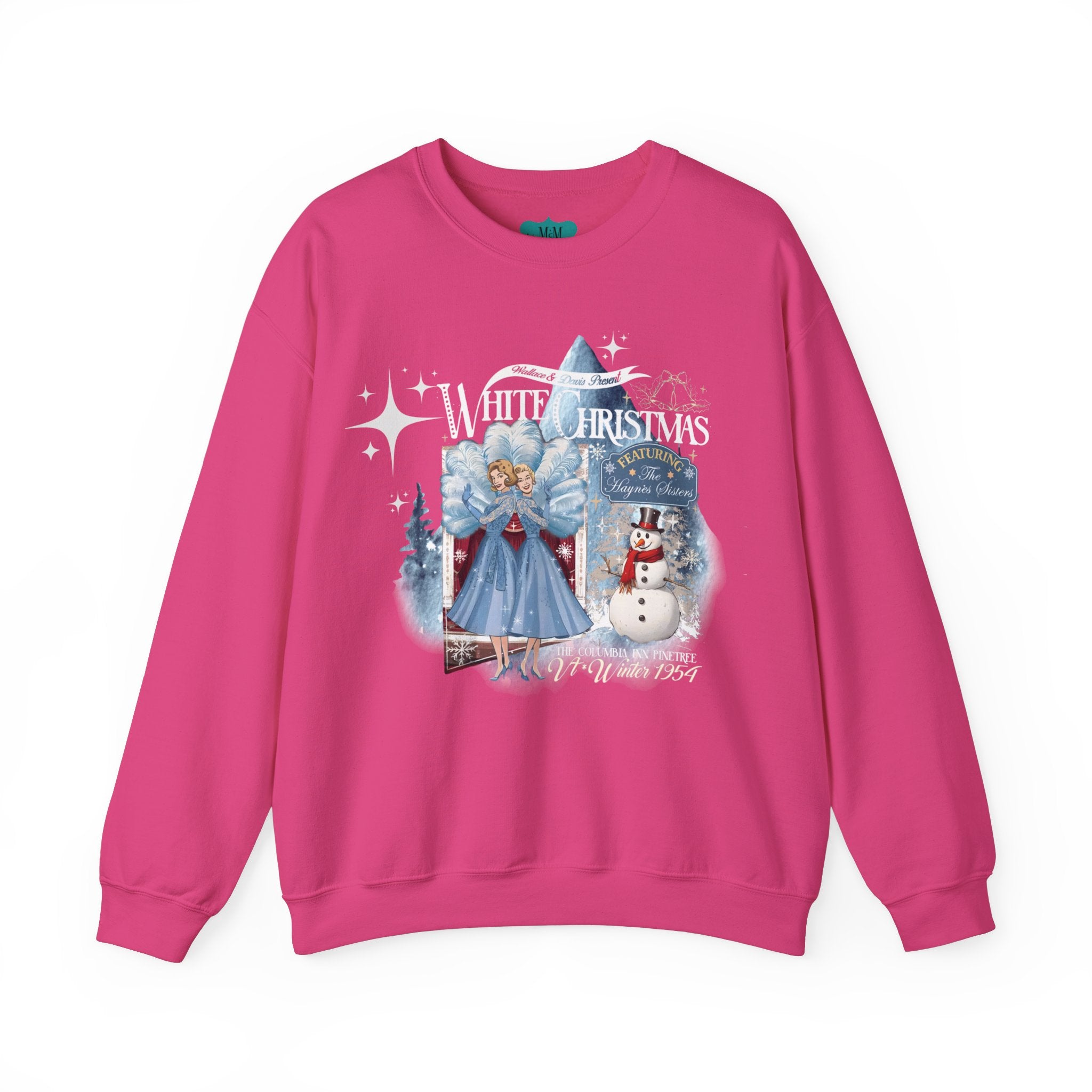 Sister Sister, White Christmas Wallace And Davis, Holiday Kitsch Unisex Heavy Blend™ Crewneck Sweatshirt - Mid Century Modern Gal