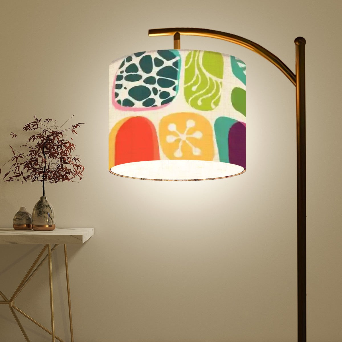 Mid Century Modern Amoeba Retro Lampshade With Ring - Mid Century Modern Gal