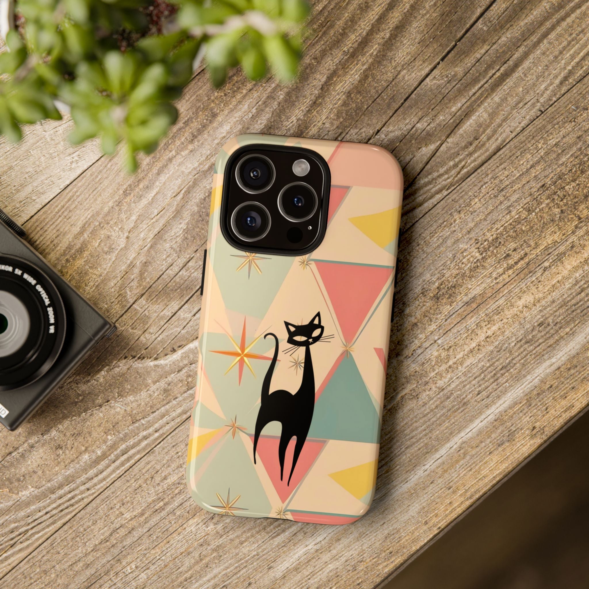 Atomic Cat Mid Mod Retro Cat Phone Case | Tough Cases with Vintage Vibe | Ideal for Cat Lovers