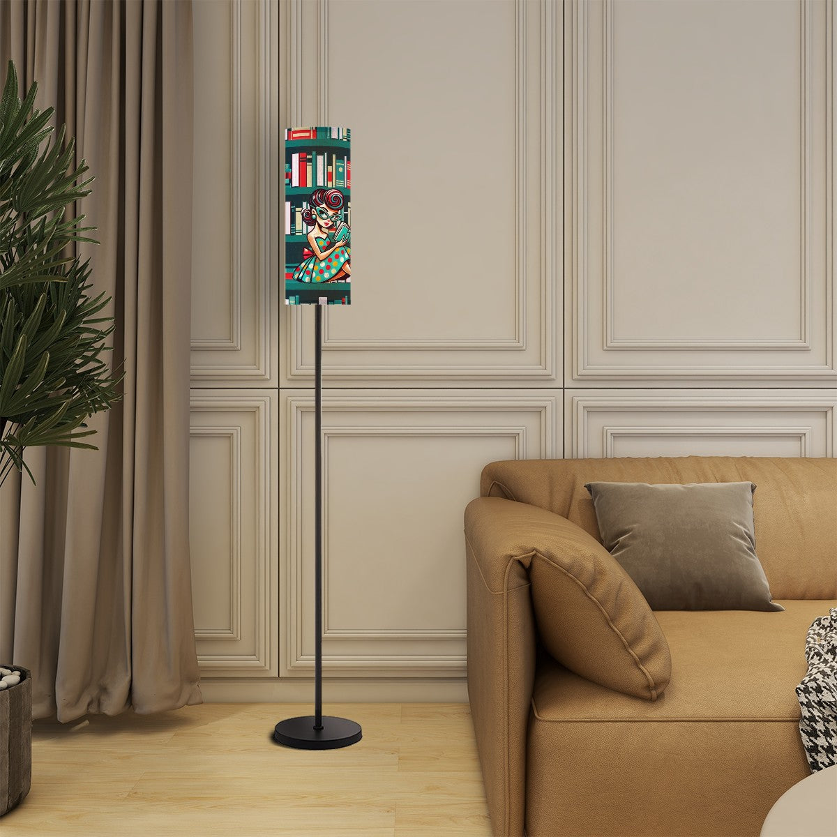 Retro Mod Gal, Reading Floor Lamp, For Book Lover, Library Office Modern Standing - Mid Century Modern Gal