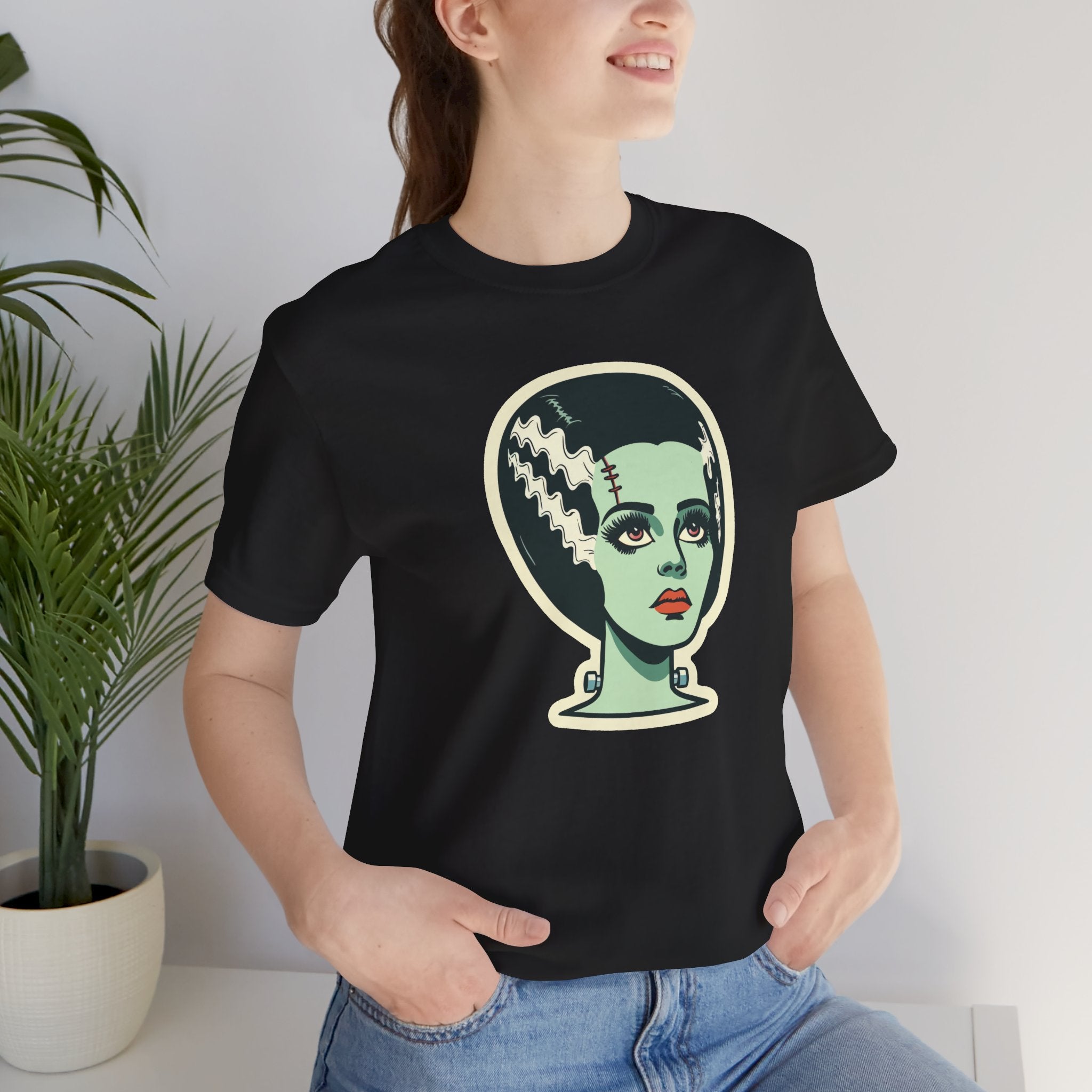 Bride of Frankenstein Retro Mid Mod Horror Buff Halloween Unisex T-Shirt - Mid Century Modern Gal