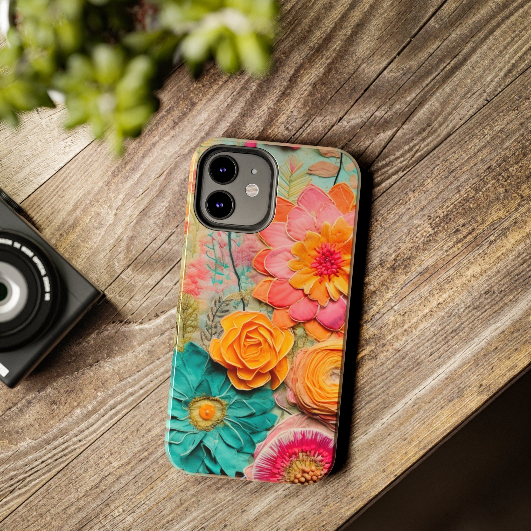 Boho Retro Floral Faux Pressed Flowers Smart Phone Tough Phone Cases - Mid Century Modern Gal