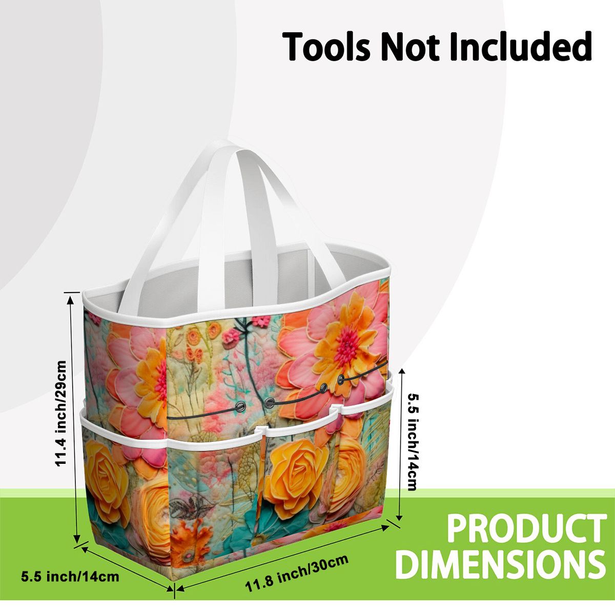 Bohemian Retro Flower, Faux Pressed Floral Mod Garden Tool Bag - Mid Century Modern Gal