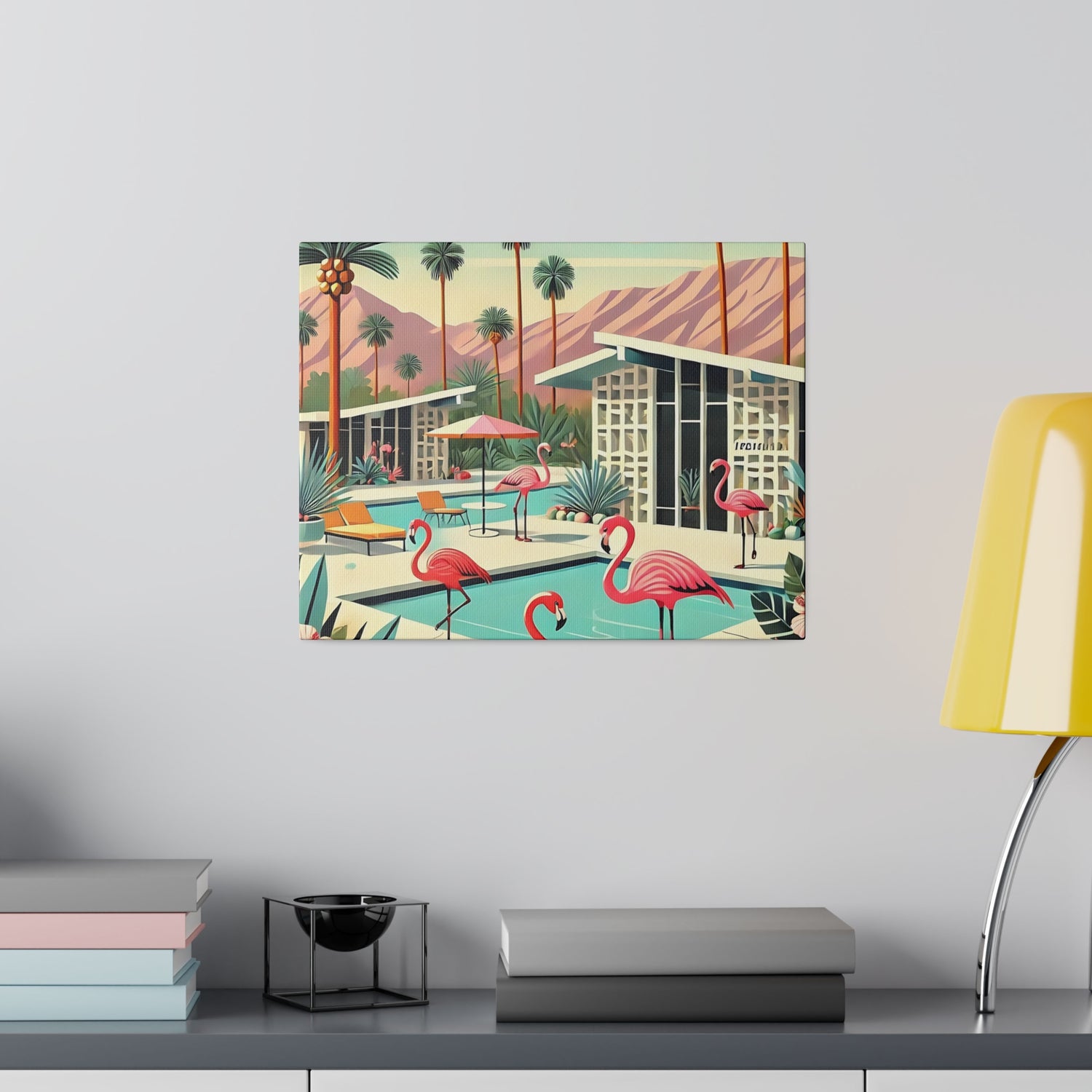 50s Mid Century Modern Wall Art, Palm Springs Flamingo Breeze Block MCM Art - Mid Century Modern Gal