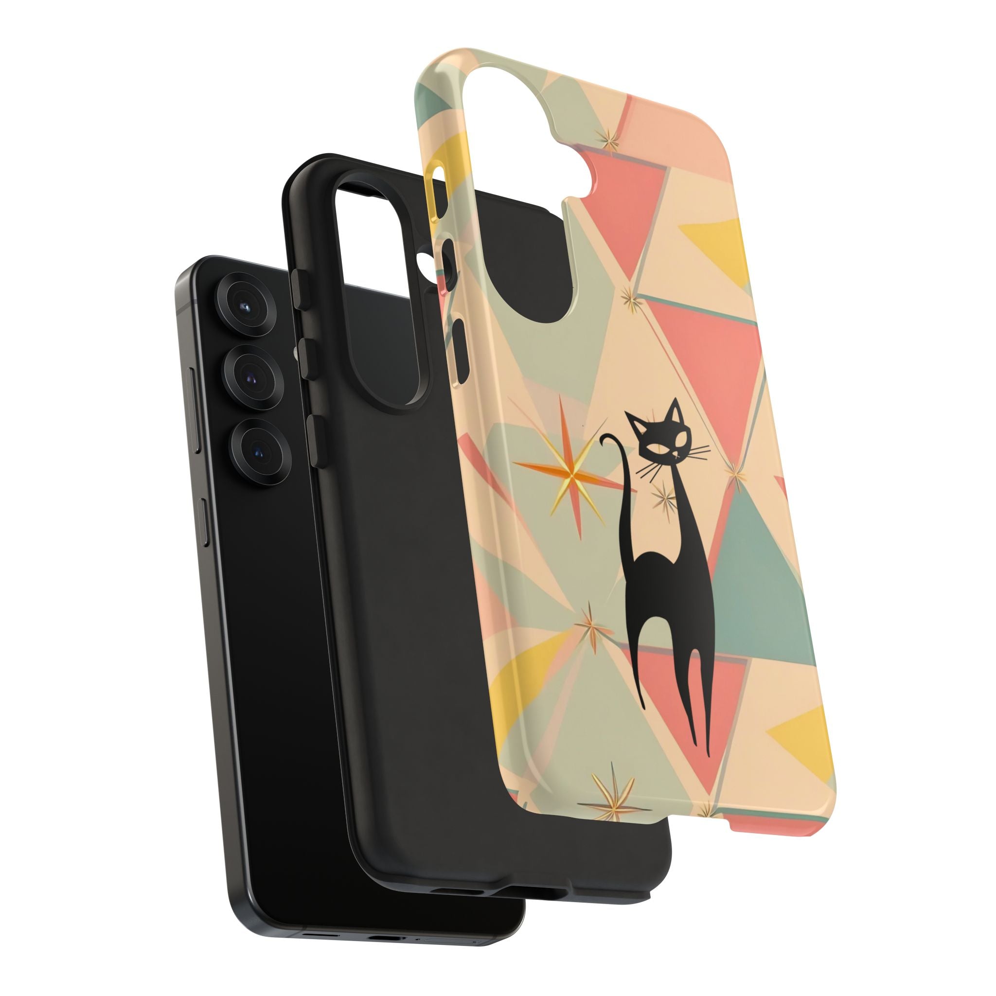 Atomic Cat Mid Mod Retro Cat Phone Case | Tough Cases with Vintage Vibe | Ideal for Cat Lovers