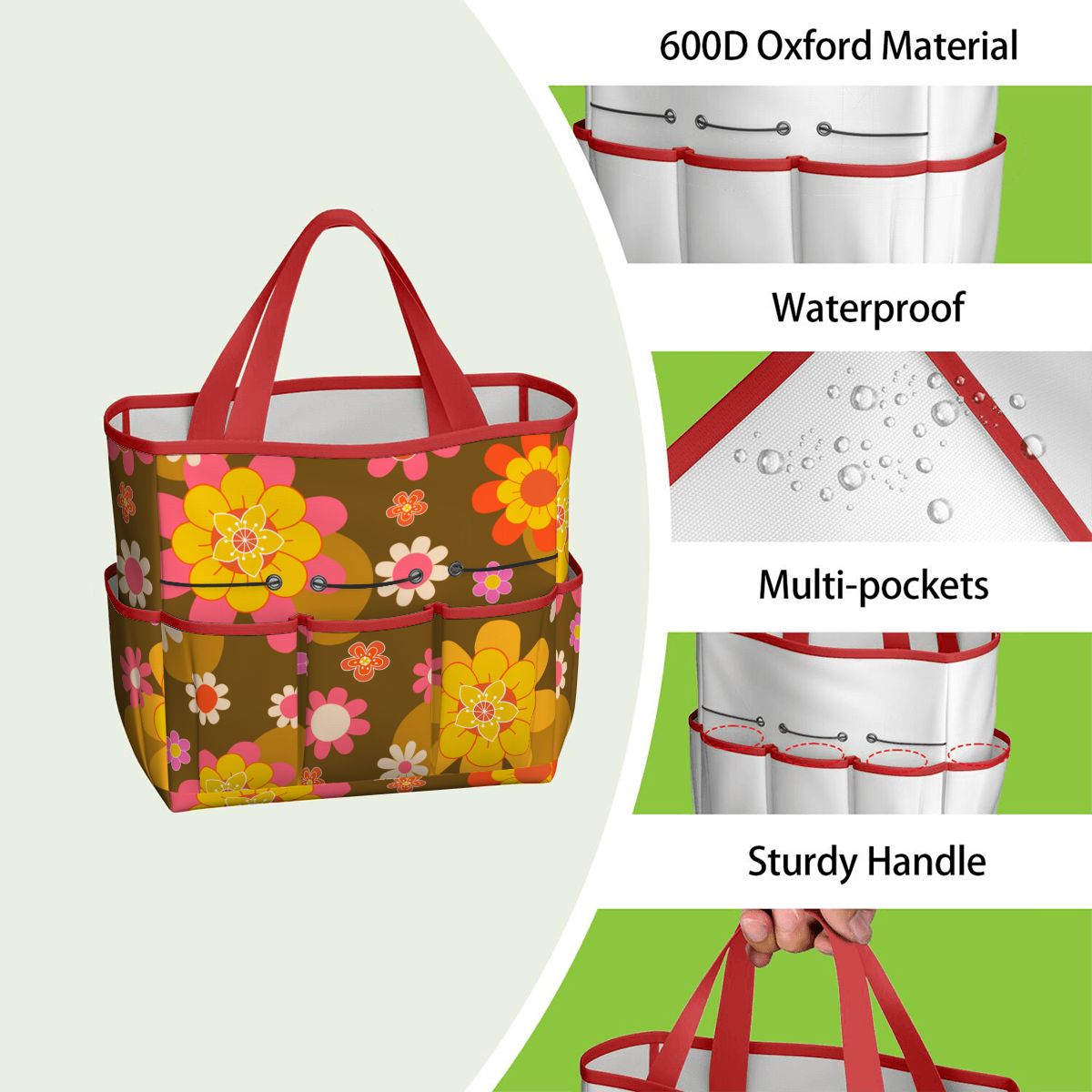 Retro 70s Groovy Flower Power Garden Tool Bag