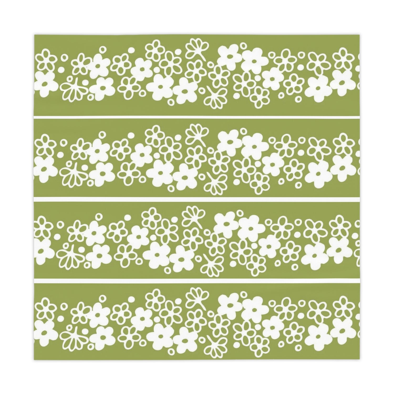 Spring Blossom Pyrex Daisy, Green Retro Tablecloth - Mid Century Modern Gal