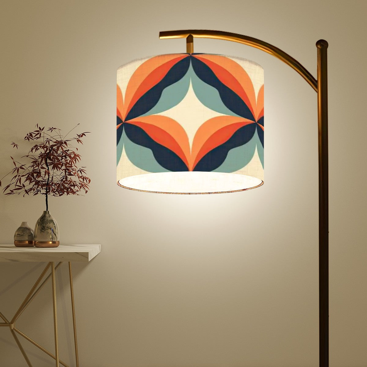 Retro Mod Groovy Orange, Blue, Mid Century Modern Arc Floor Lamp - Mid Century Modern Gal