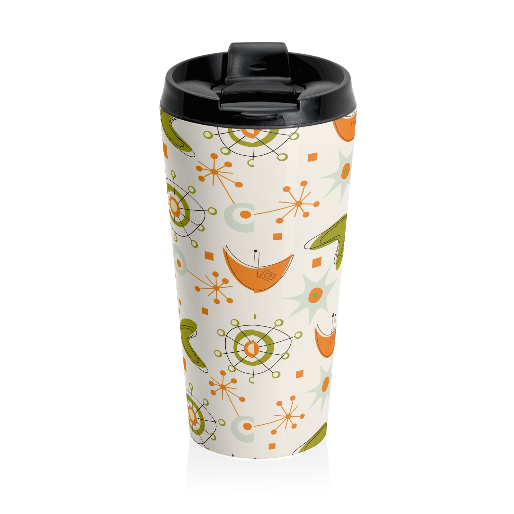 Retro 60s Mod Gal, Atomic Starburst Pattern Chic Stainless Steel Travel Tumbler - Mid Century Modern Gal