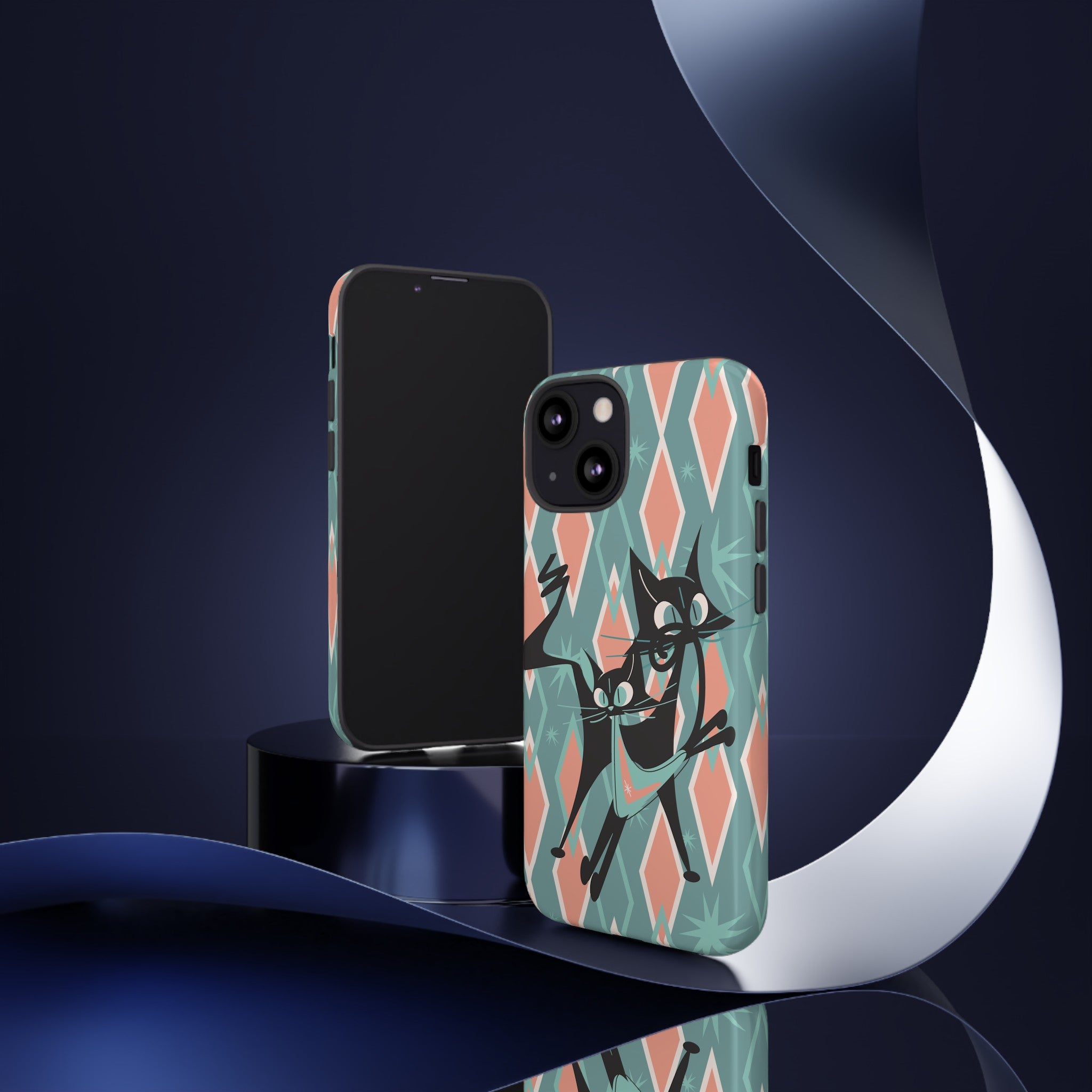 Mid Mod Atomic Cat Kitschy Retro Chic Samsung, Smart Phone Tough Cases - Mid Century Modern Gal
