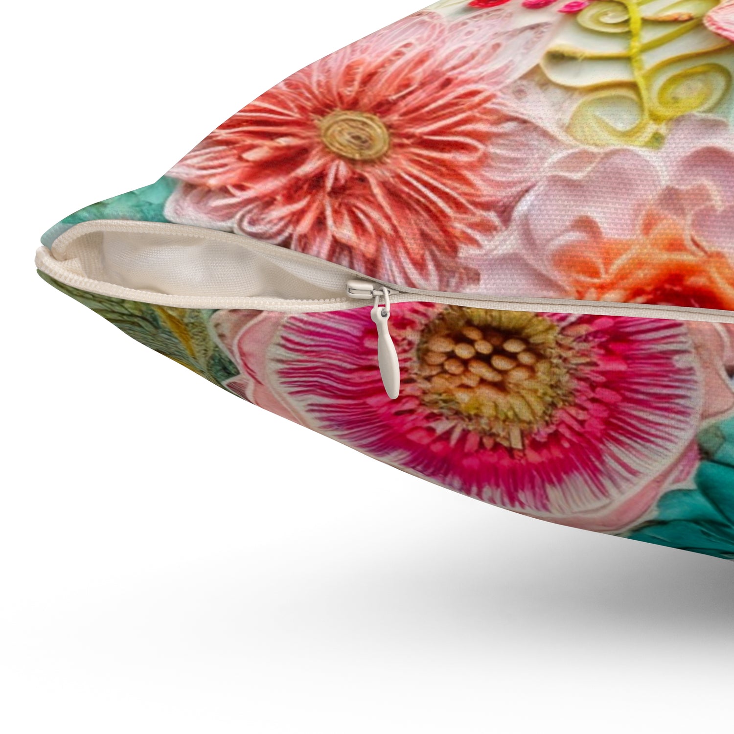 Floral Boho Pillow, Reversible, Flower, Butterfly, Bohemian Hippie, Retro Faux Embroidered Pillow And Insert - Mid Century Modern Gal