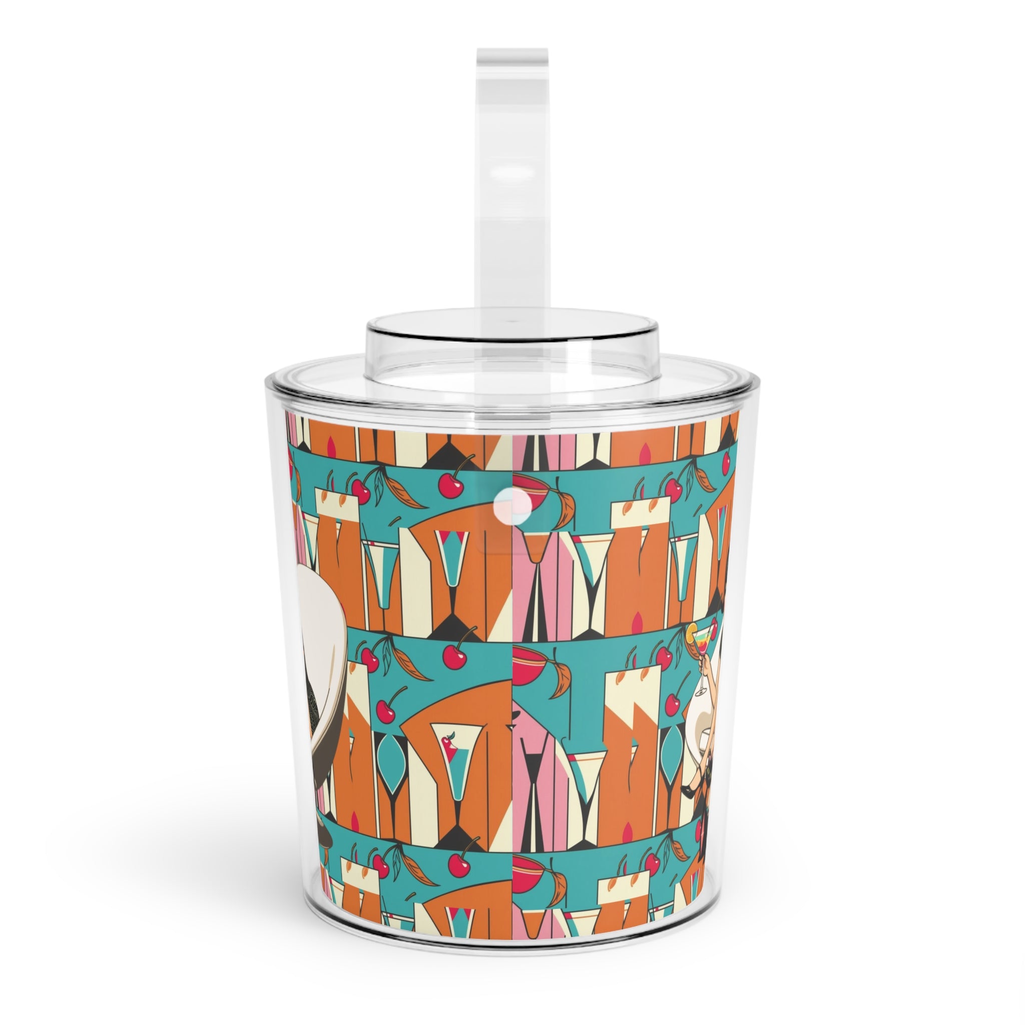 Mid Century Modern Barware Retro Cocktai Kitschy Mod Gal 60s l Ice Bucket with Tongs - Vintage Chic Party Essential - Mid Century Modern Gal