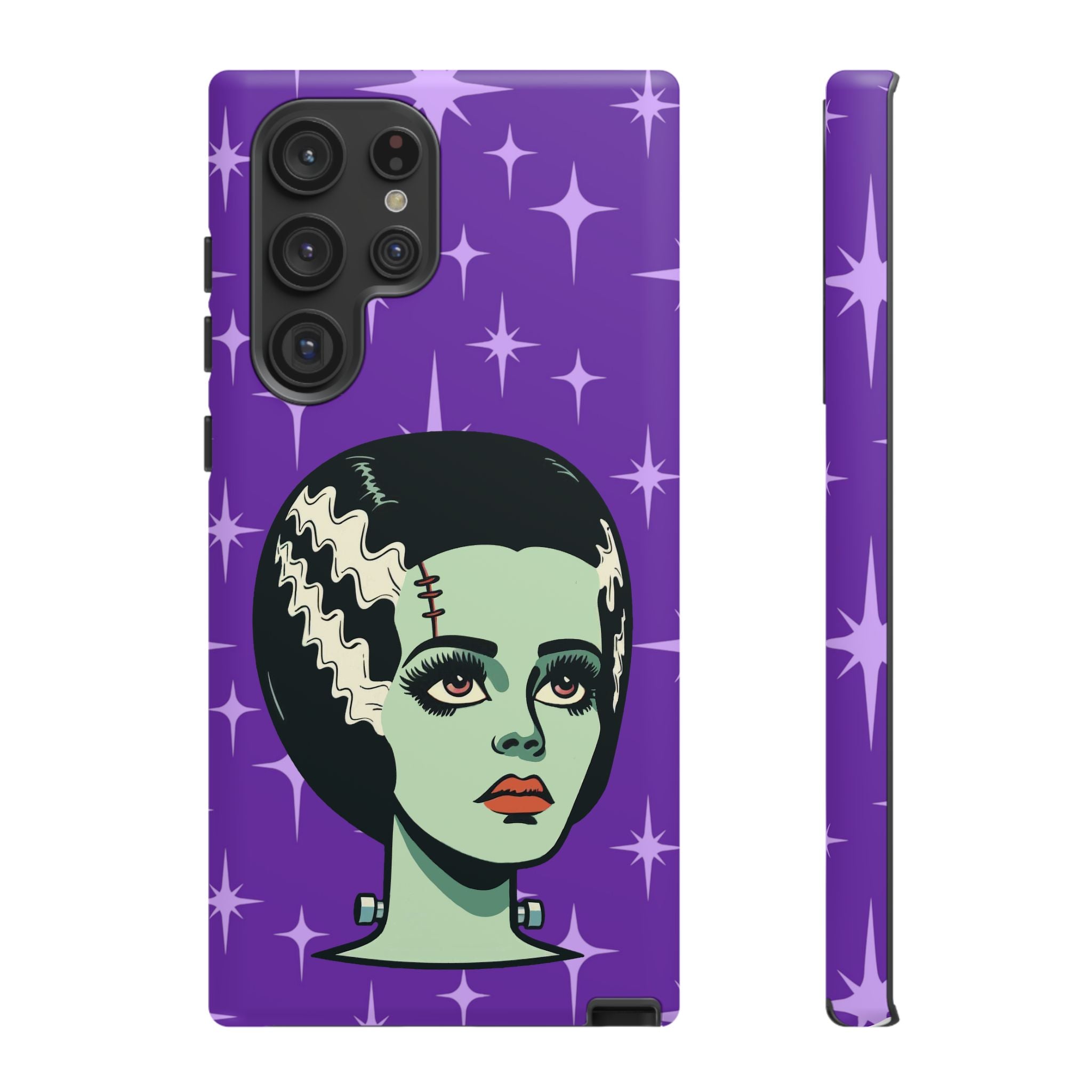 Bride of Frankenstein Retro Mid Mod Horror Buff Purple Halloween Tough Phone Case - Mid Century Modern Gal