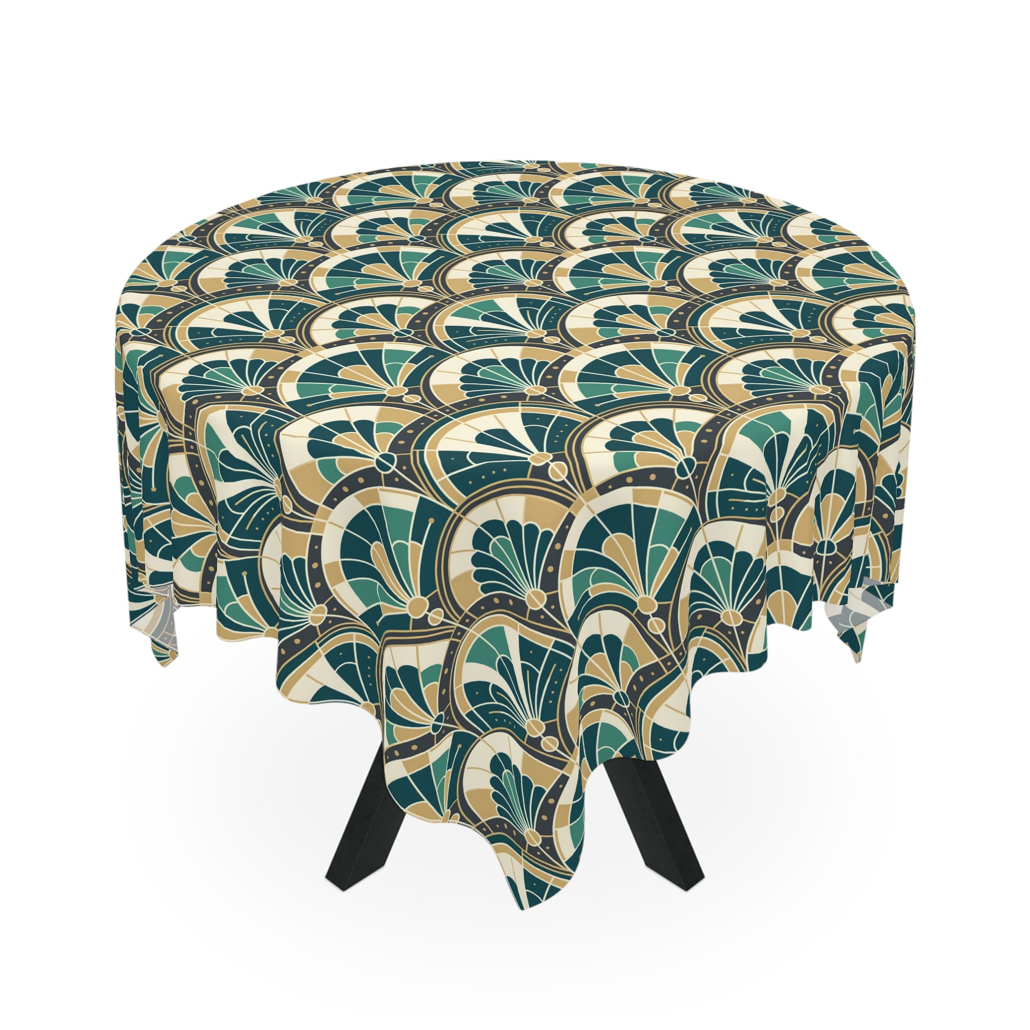Art Deco Peacock Inspired Tablecloth - Mid Century Modern Gal