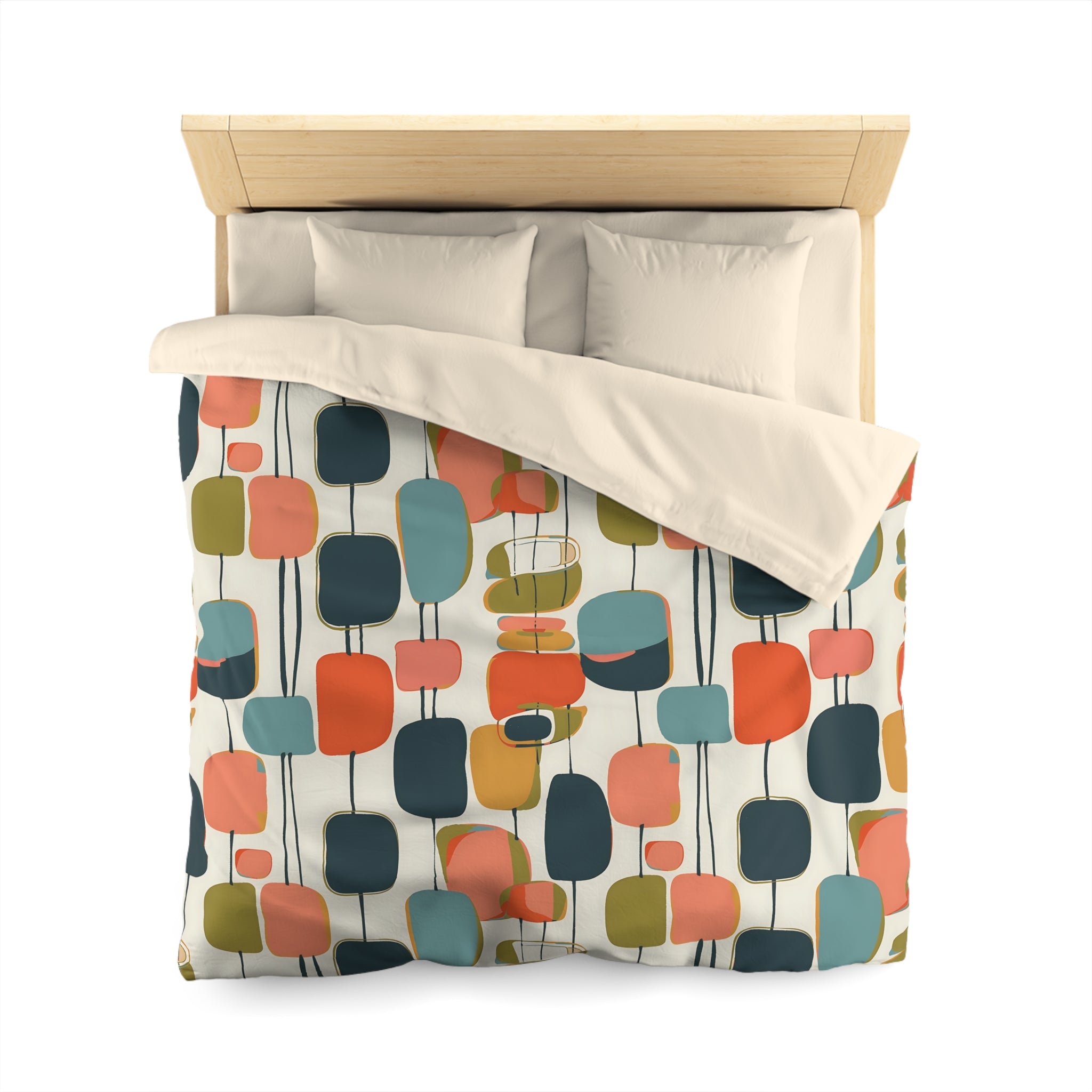Mid Century Mod Scandinavian Abstract, Geometric Colorful Retro Duvet Cover - Mid Century Modern Gal