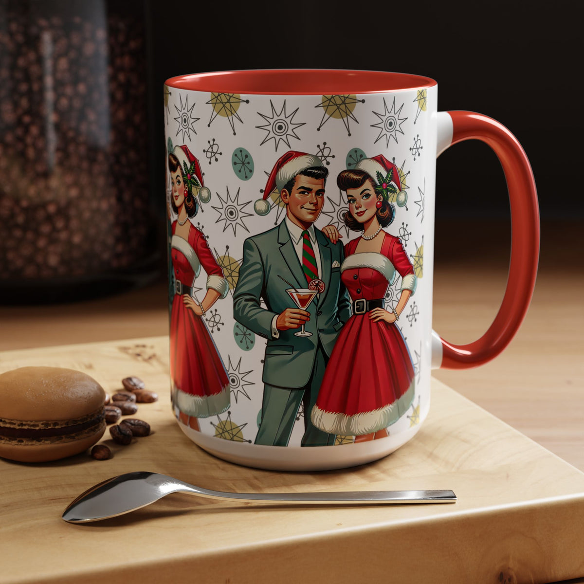 Mid Century Modern Atomic 50s Christmas Franciscan Starburst Pattern Mug - Mid Century Modern Gal