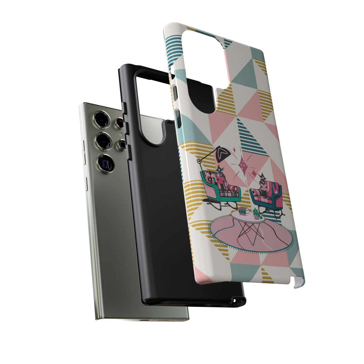 Atomic Cats Reading, Book Talk, Book Lover, Retro Chic Phone Case with Retro Vibe - Cozy Living Room Design