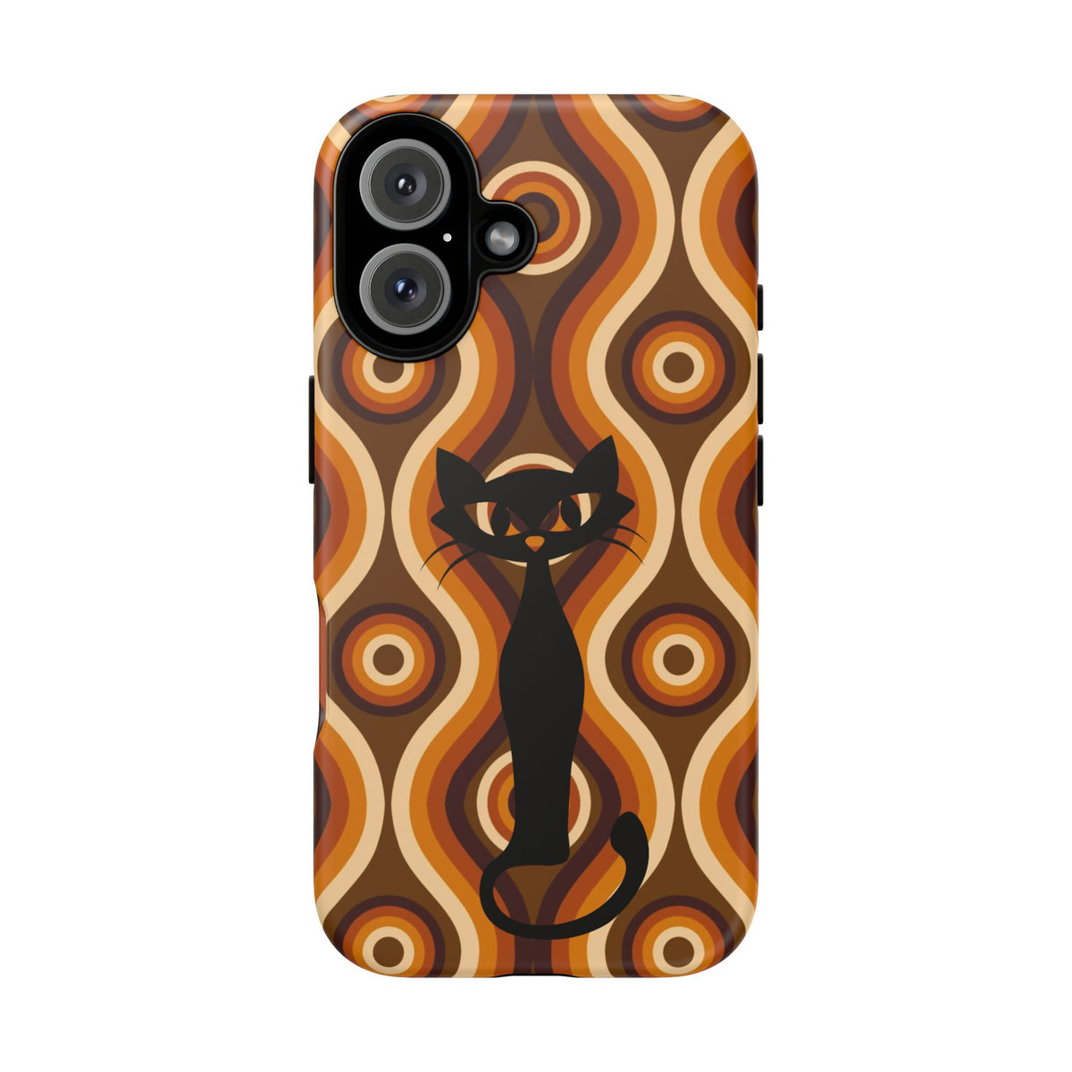 Retro Phone Case, Groovy Brown, Atomic Kitsch Cat Tough Smart Phone Cases