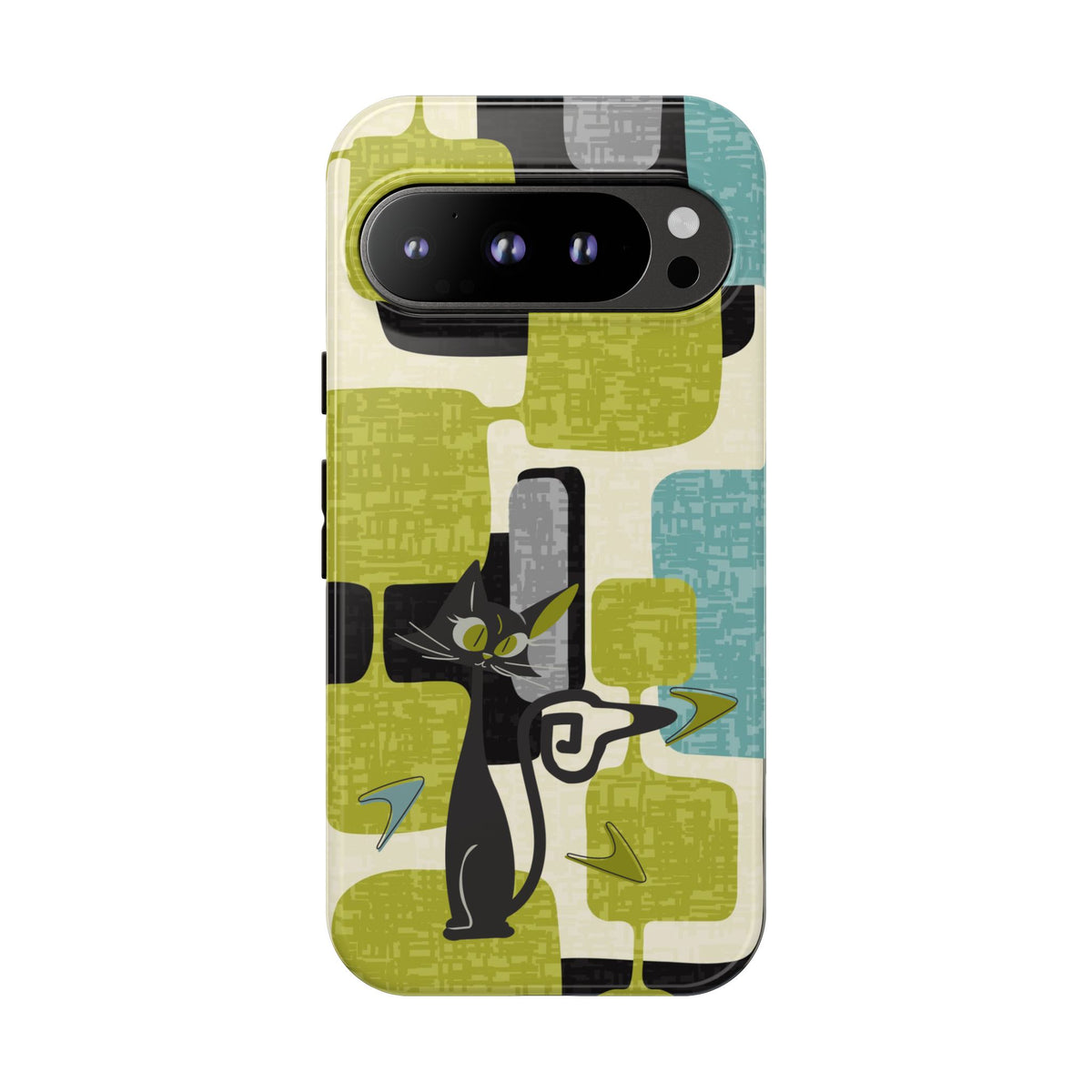 Mid Century Modern Geometric Kitschy Cat, Boomerang Retro Smart Phone Tough Cases
