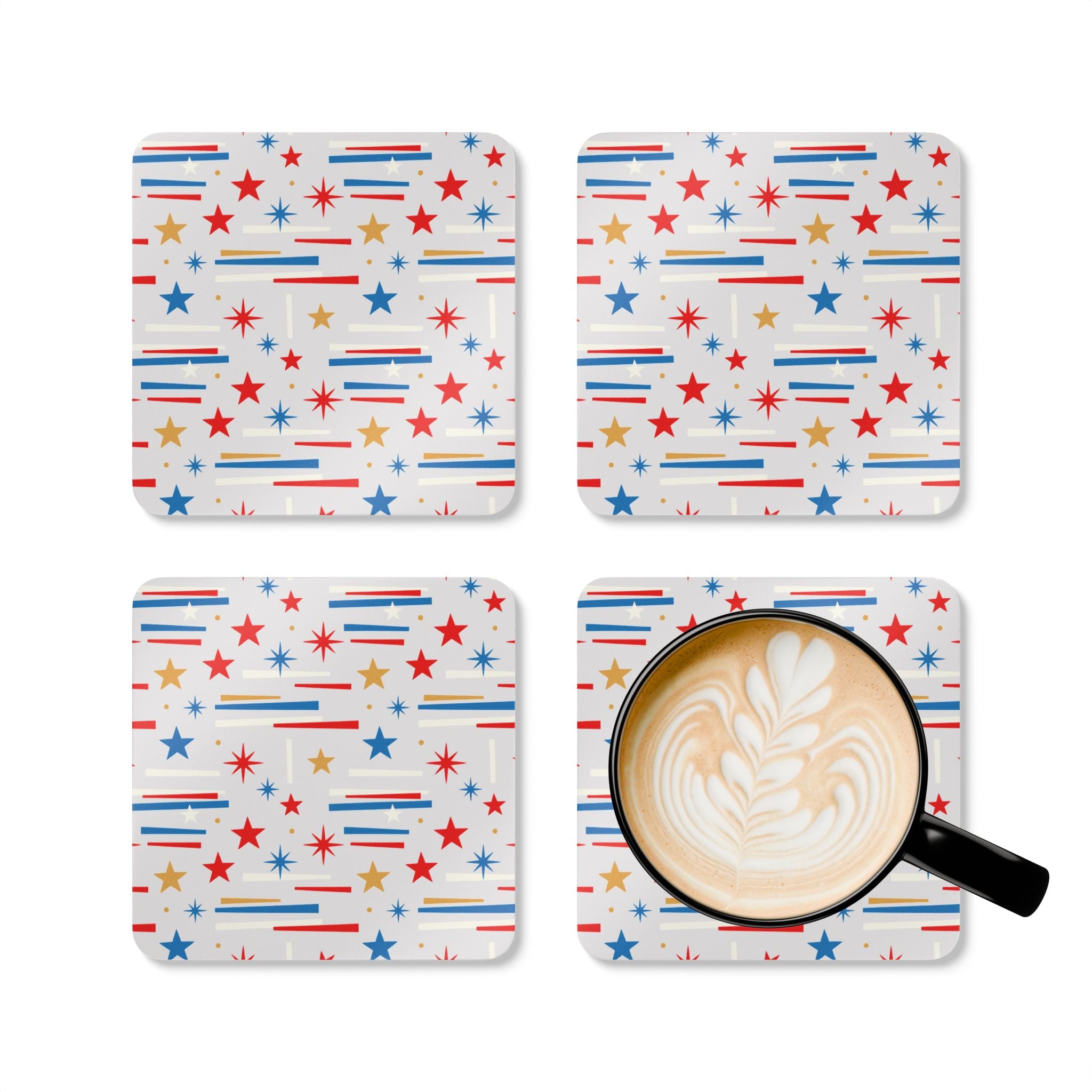 Mid Century Modern 4th of July Stars Corkwood Coaster Set - Mid Century Modern Gal