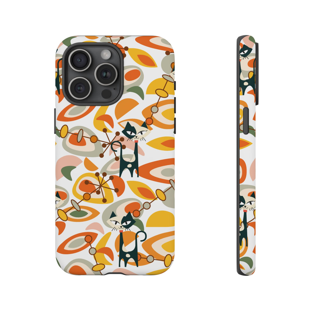 Atomic Cat Mid Mod Orange, Yellow, Groovy Cat Smart Phone Tough Cases - Mid Century Modern Gal