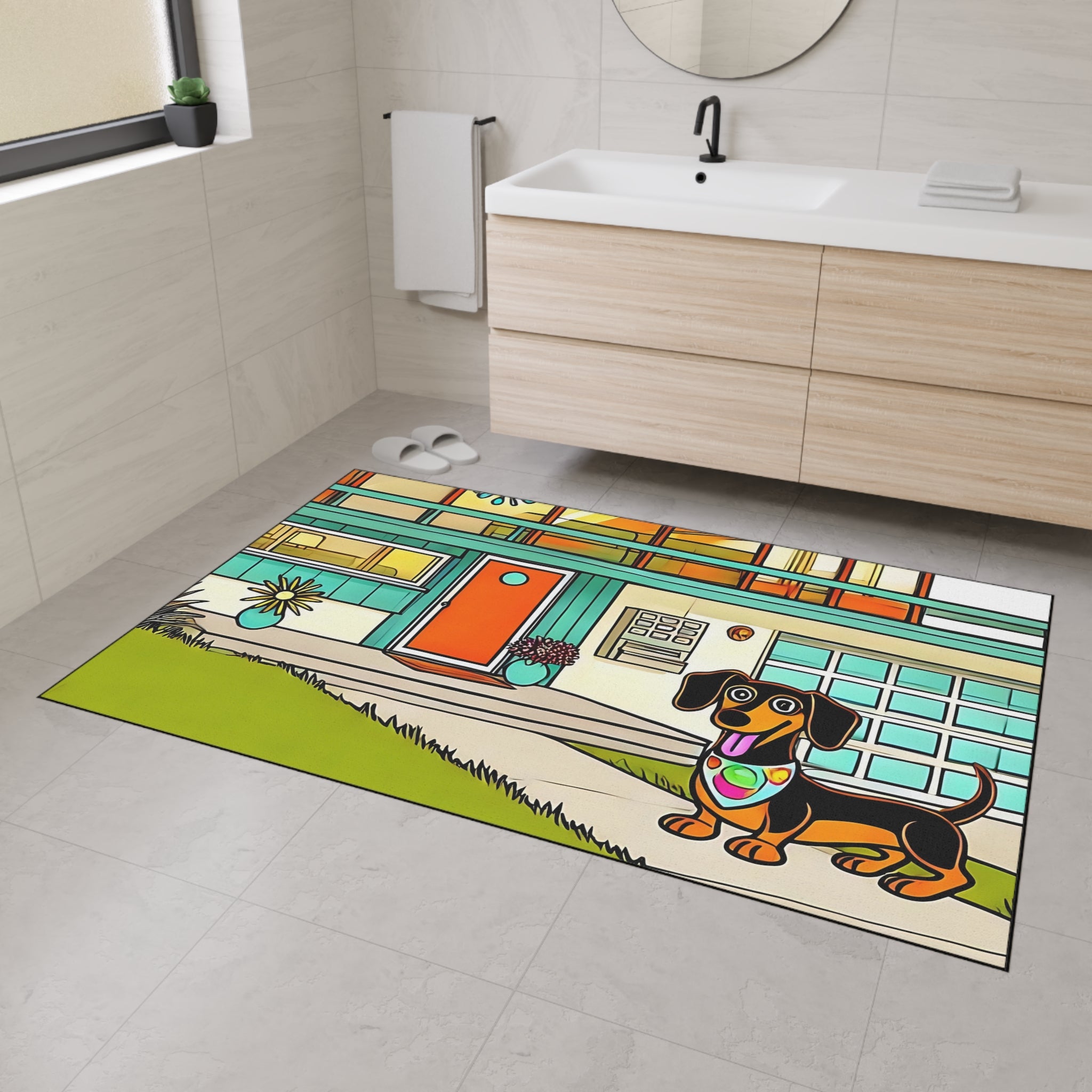 Dachshund Art Heavy Duty Floor Mat - Perfect for Dog Lovers - Mid Century Modern Gal