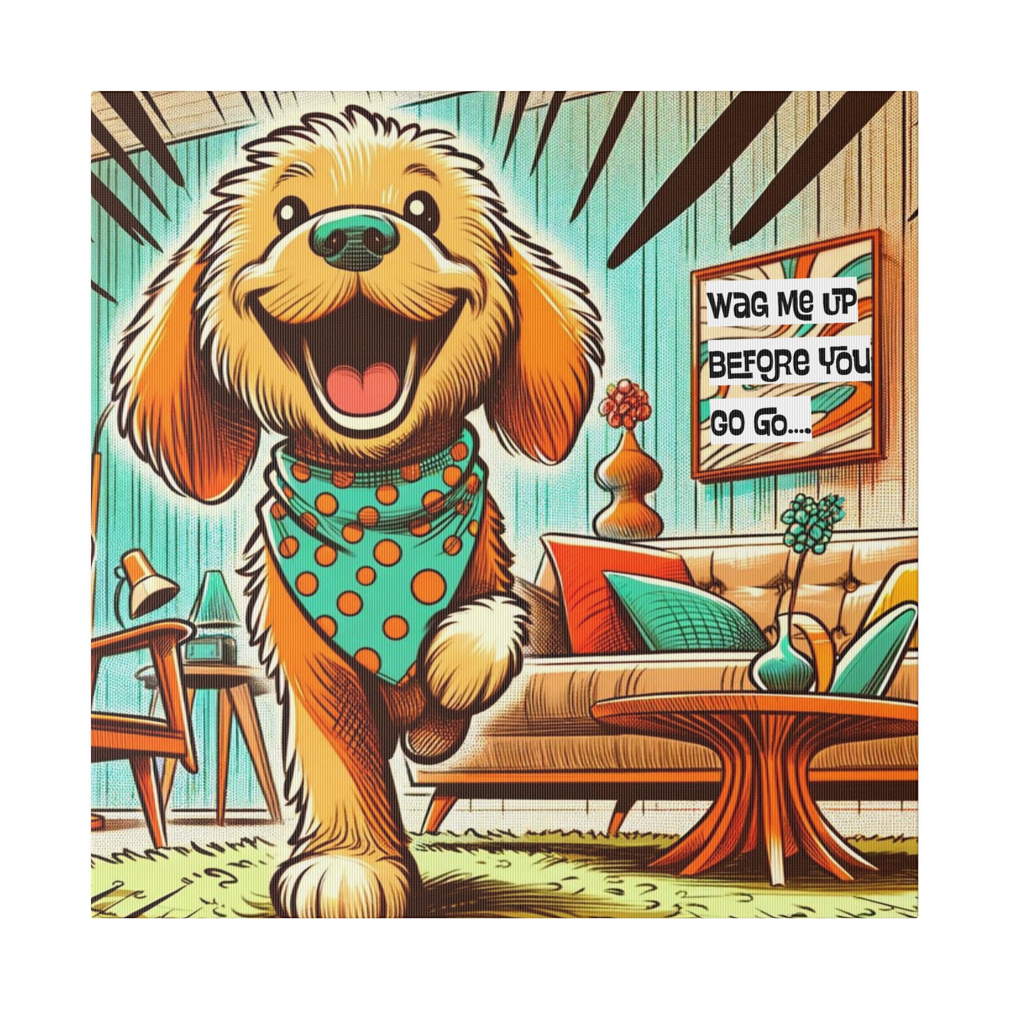 Golden Doodle Dog Lover, Funny Kitschy Mid Century Modern Wall Art - Mid Century Modern Gal