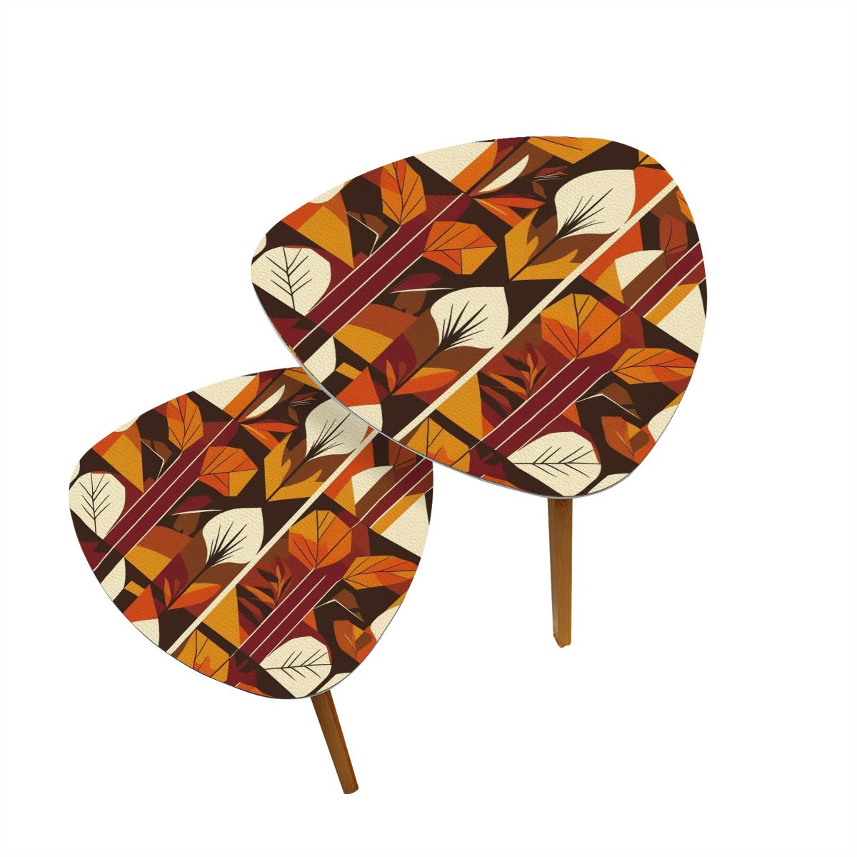 Mid Century Modern Golden Harvest Scandinvian Leaves Nesting Tables - Mid Century Modern Gal