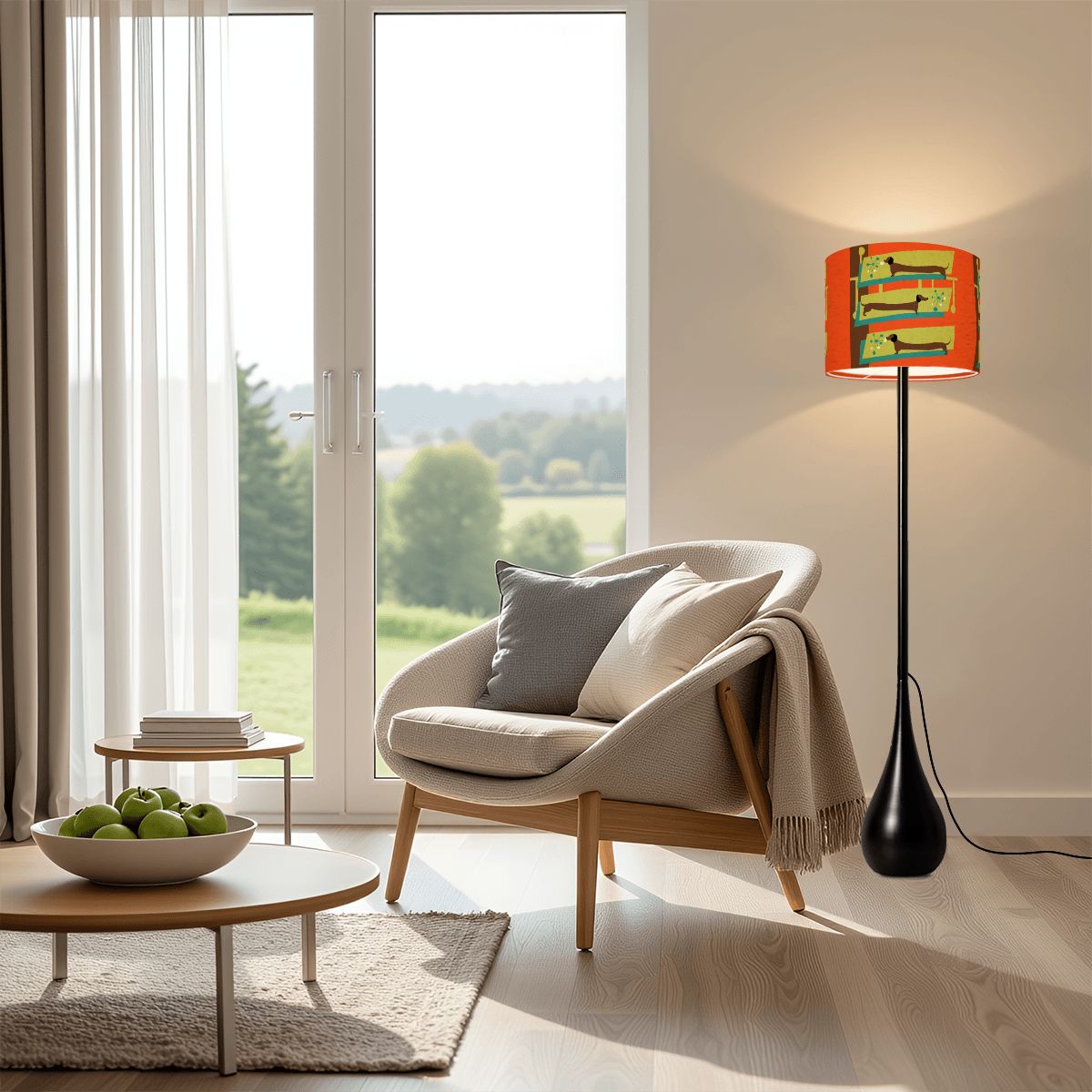Doxie Dog Mid Century Modern Orange Quirky Fun Kitschy Teardrop Shaped Floor Lamp - Mid Century Modern Gal
