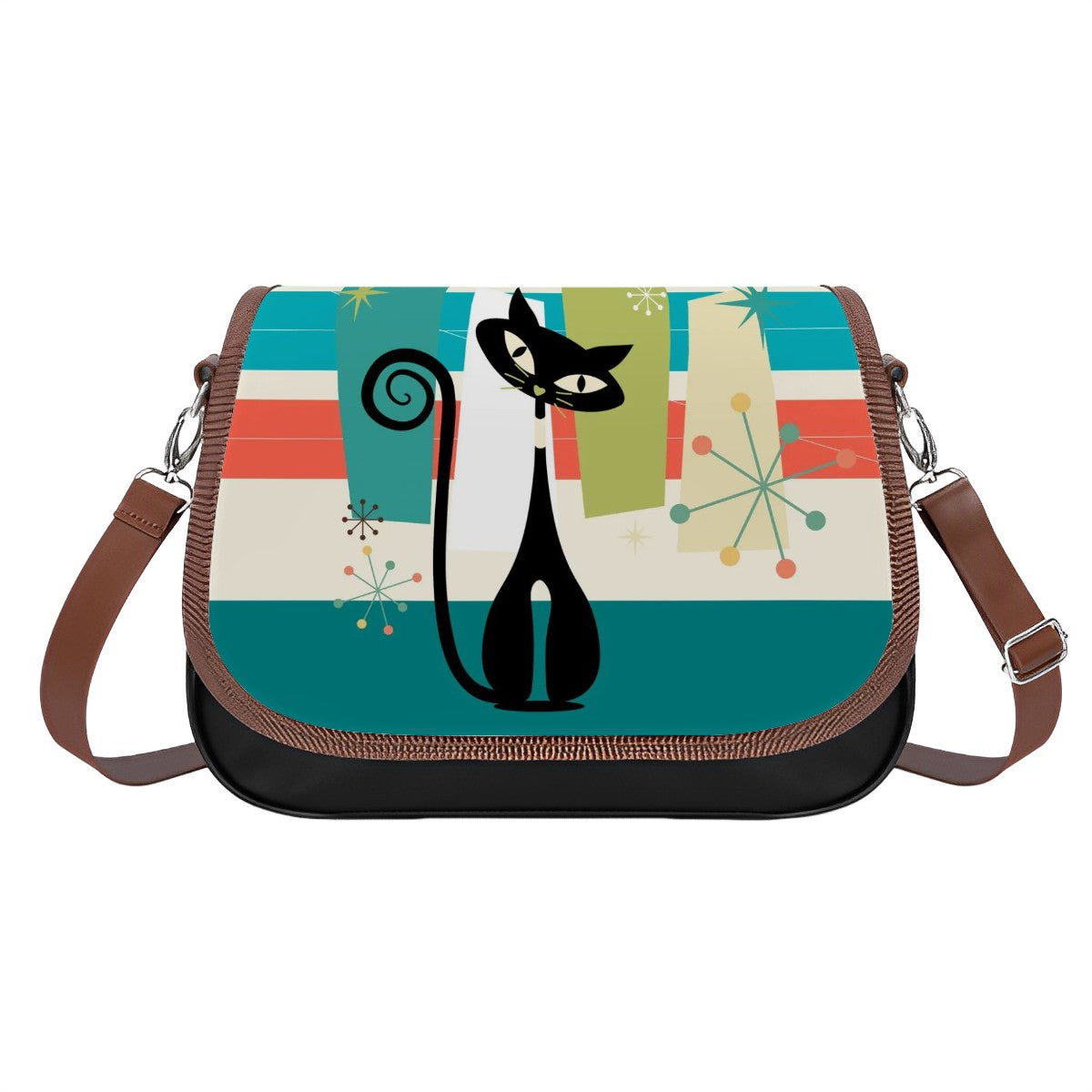 Atomic Cat Retro Trendy Crossbody, Shoulder Bag - Mid Century Modern Gal