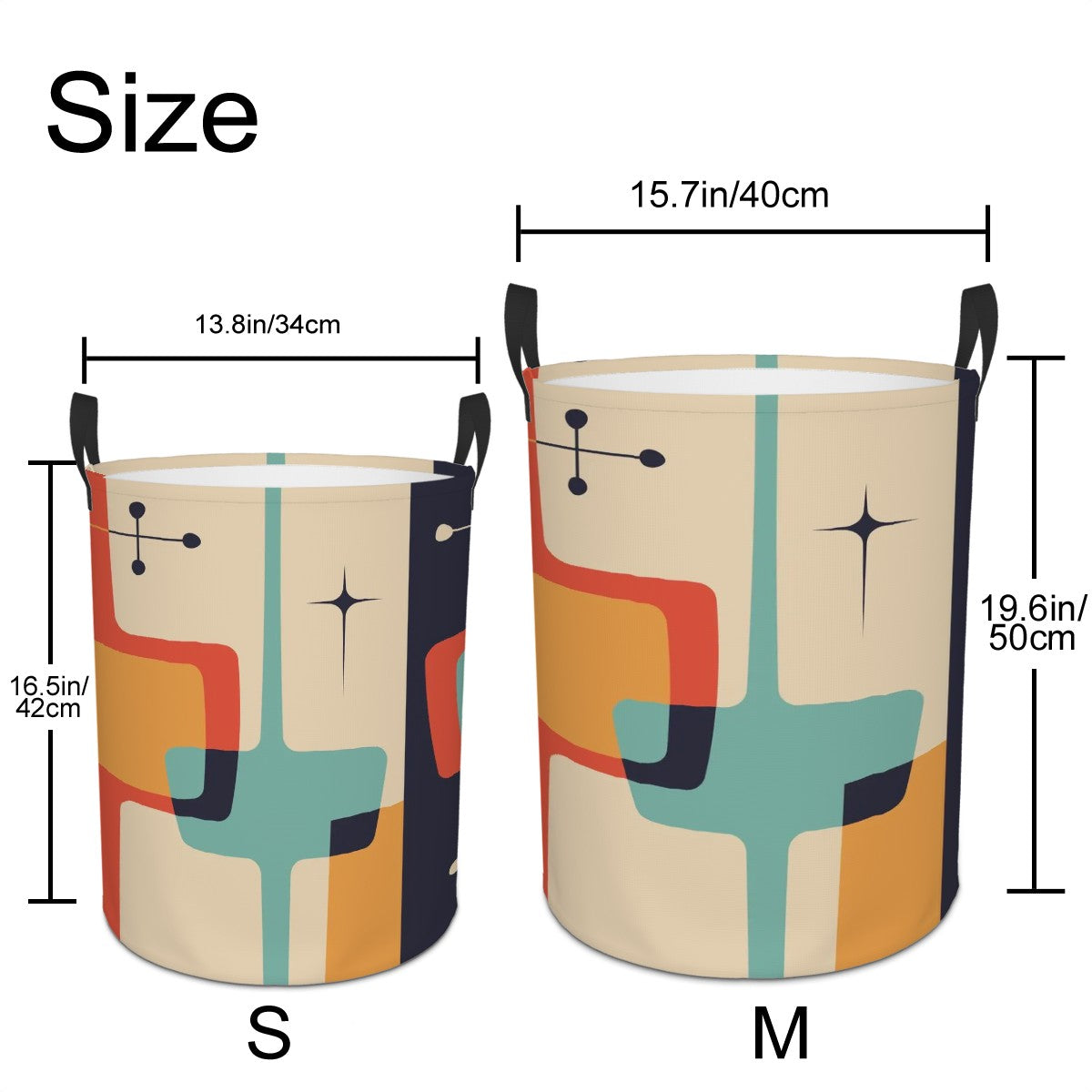 Mid Mod Geometric Retro Designed Circular Laundry Basket - Mid Century Modern Gal