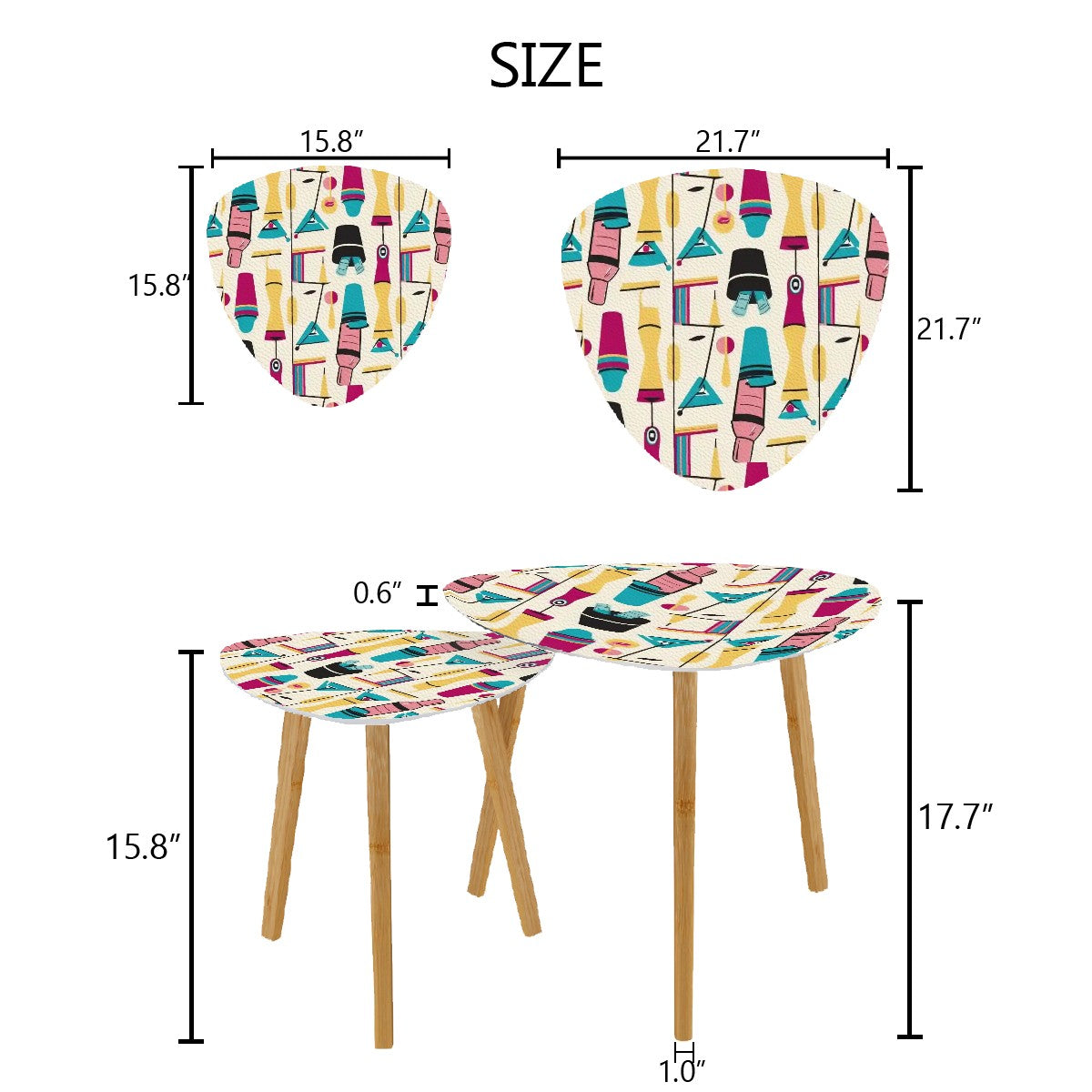 Mid Century Modern Kitschy Cocktail Tables, Pink, Aqua Yellow MCM Barware Accessories - Mid Century Modern Gal